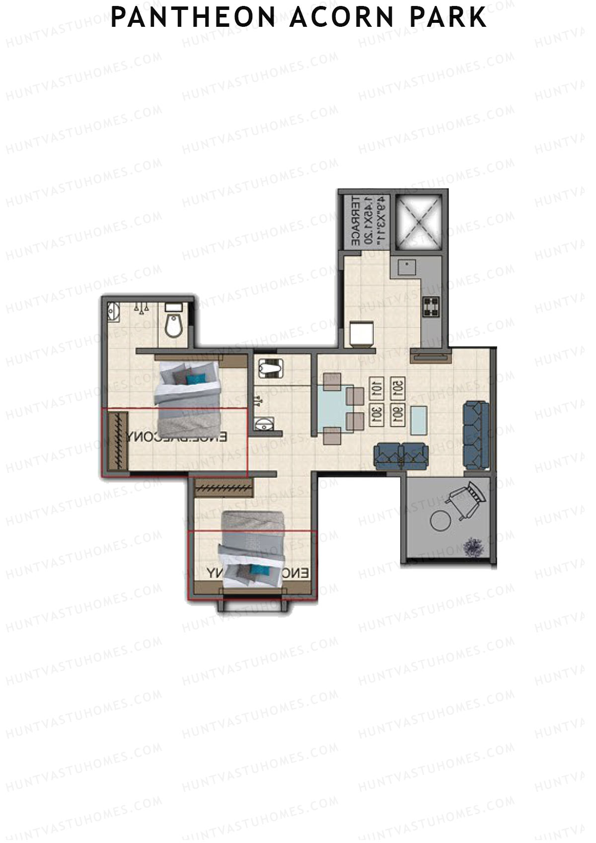 Pantheon Acorn Park Wing B Unit 2 Floor Plan