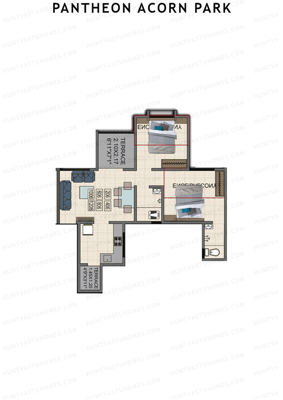 Pantheon Acorn Park Wing B Unit 6 Floor Plan