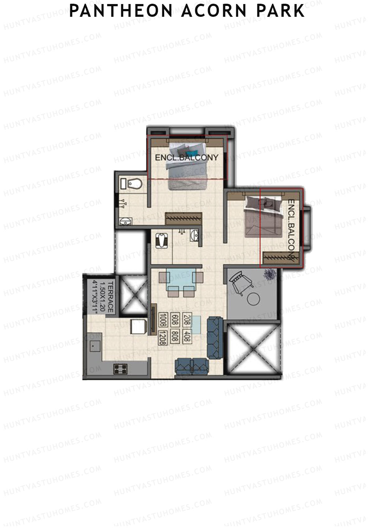 Pantheon Acorn Park Wing B Unit 8 Floor Plan