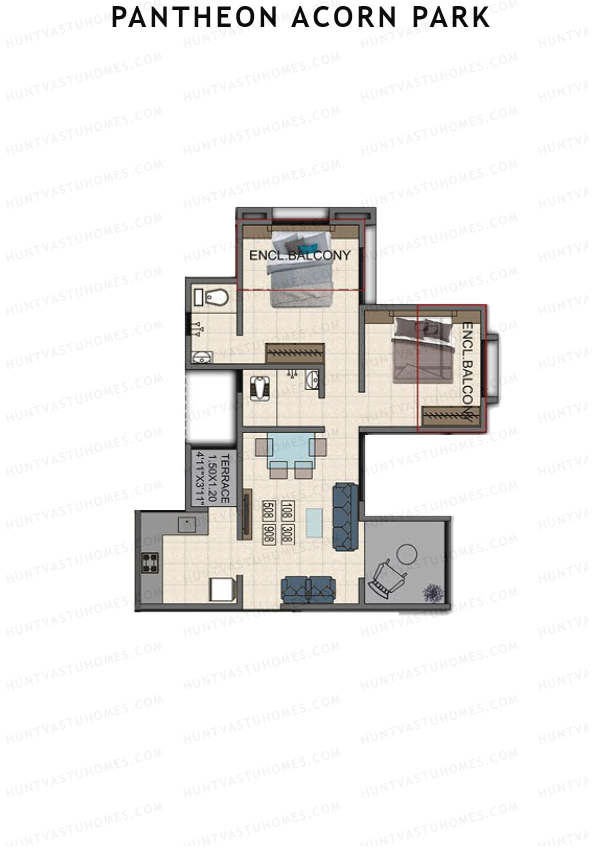 Pantheon Acorn Park Wing B Unit 8 Floor Plan