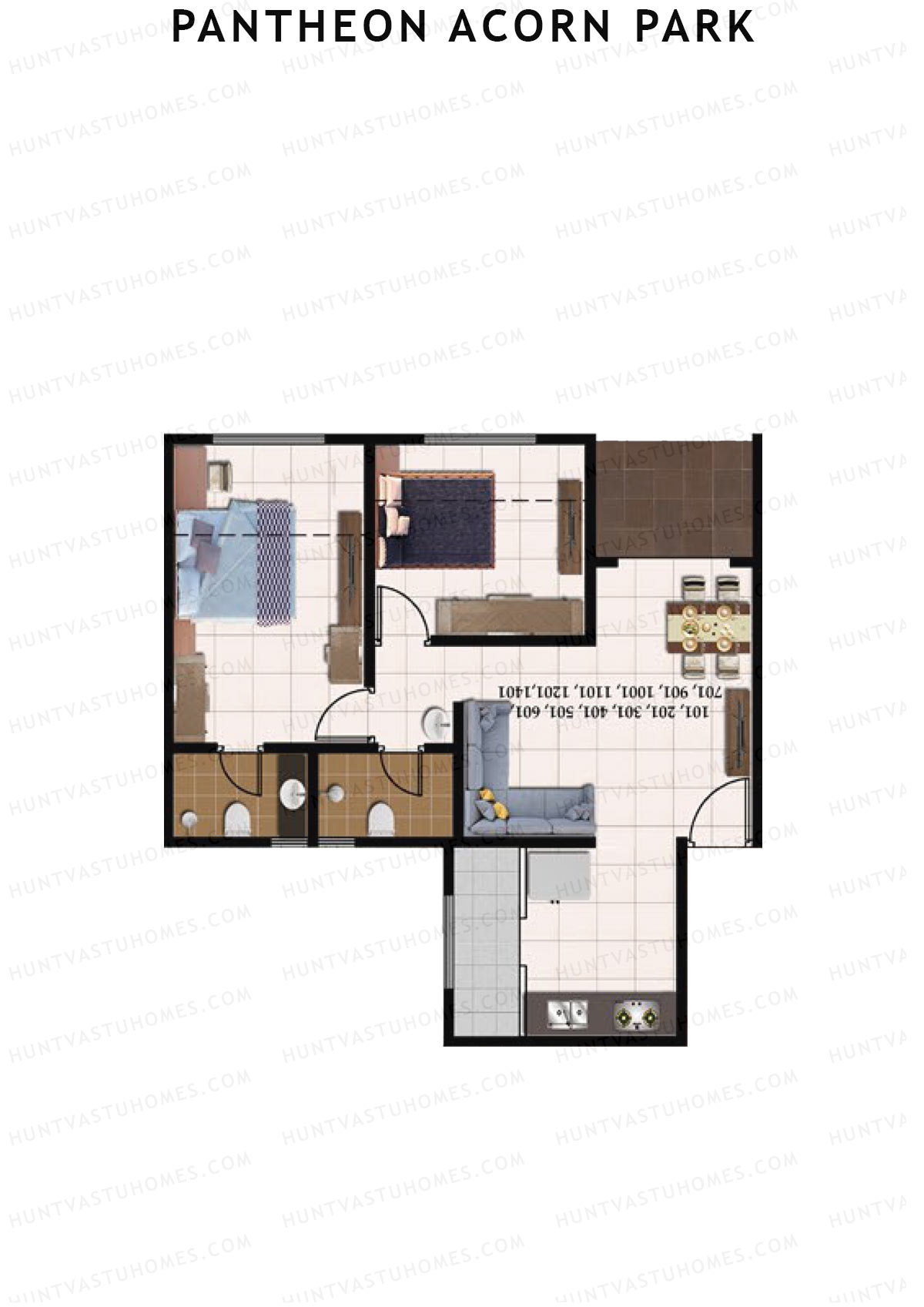 Pantheon Acorn Park Wing C Unit 1 Floor Plan
