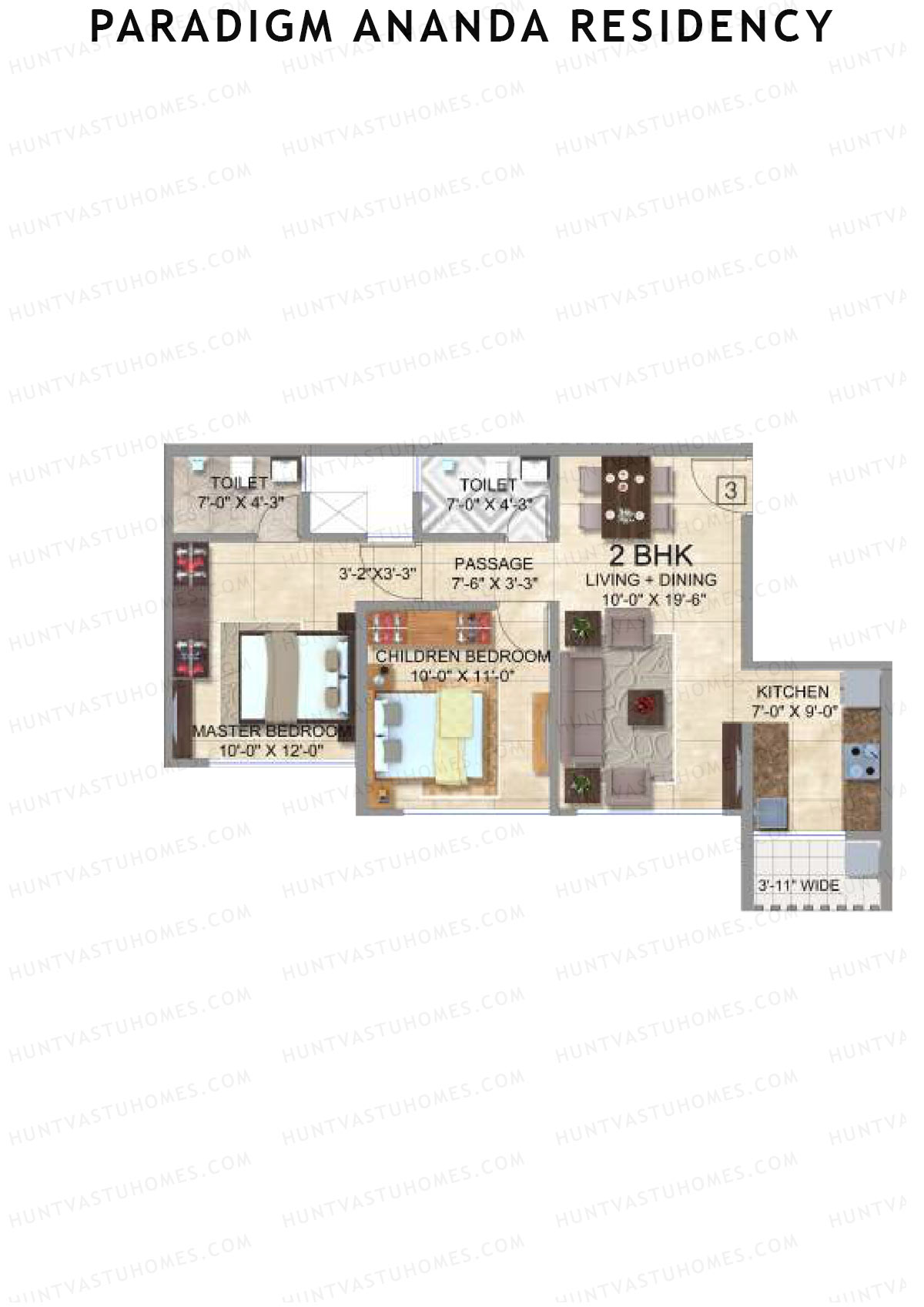 Paradigm Ananda Residency Tower B Unit 3 Floor Plan