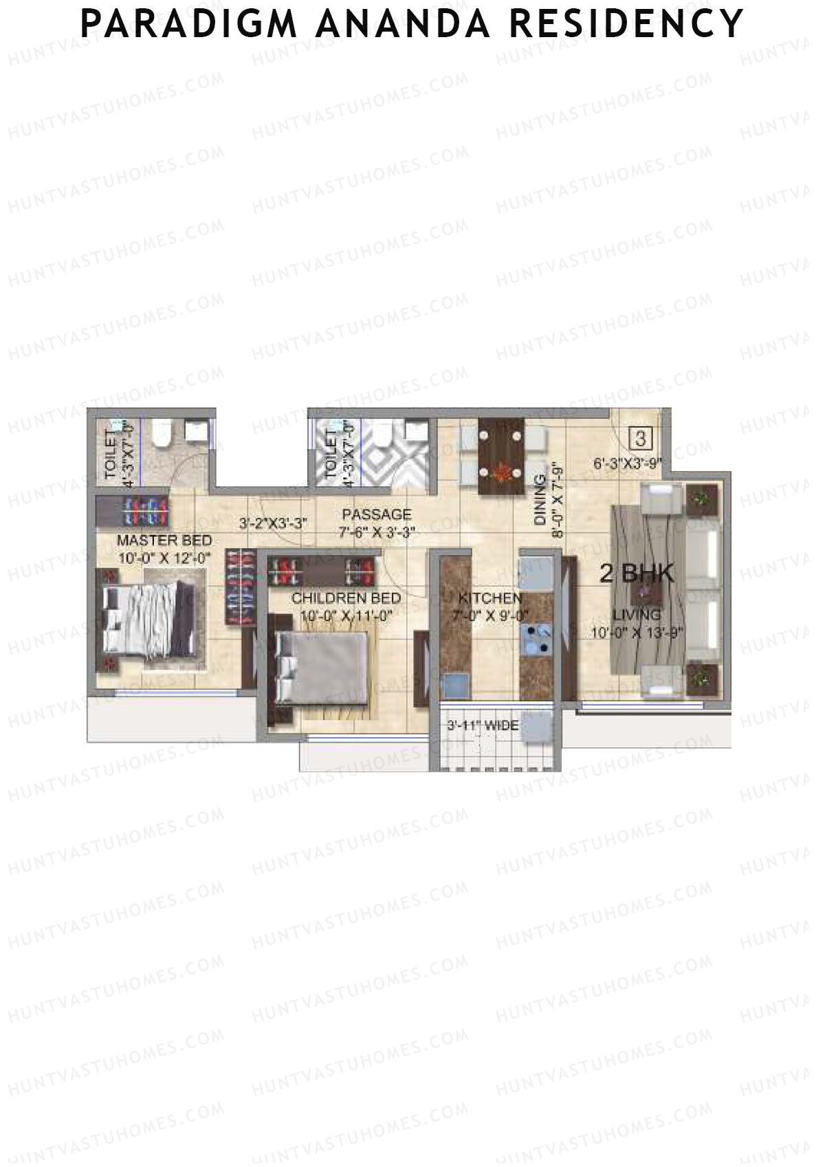 Paradigm Ananda Residency Tower C Unit 3 Floor Plan