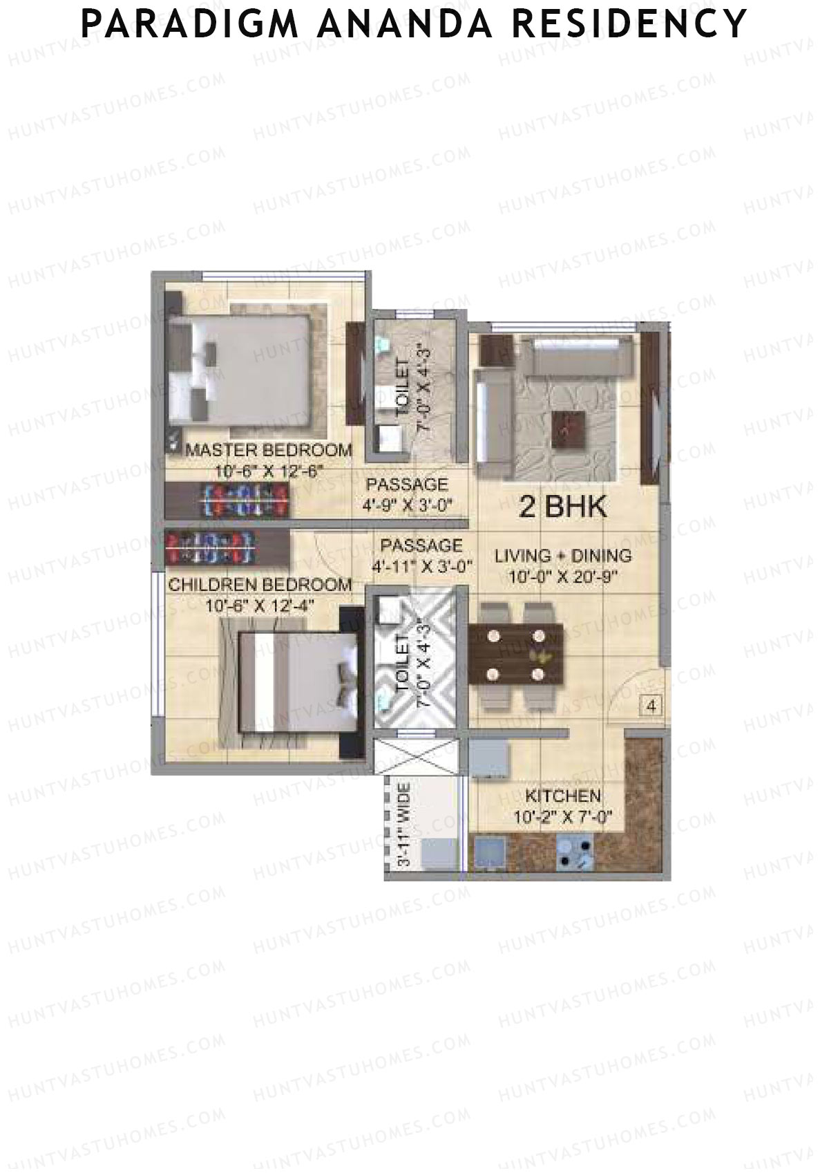 Paradigm Ananda Residency Tower D Unit 4 Floor Plan