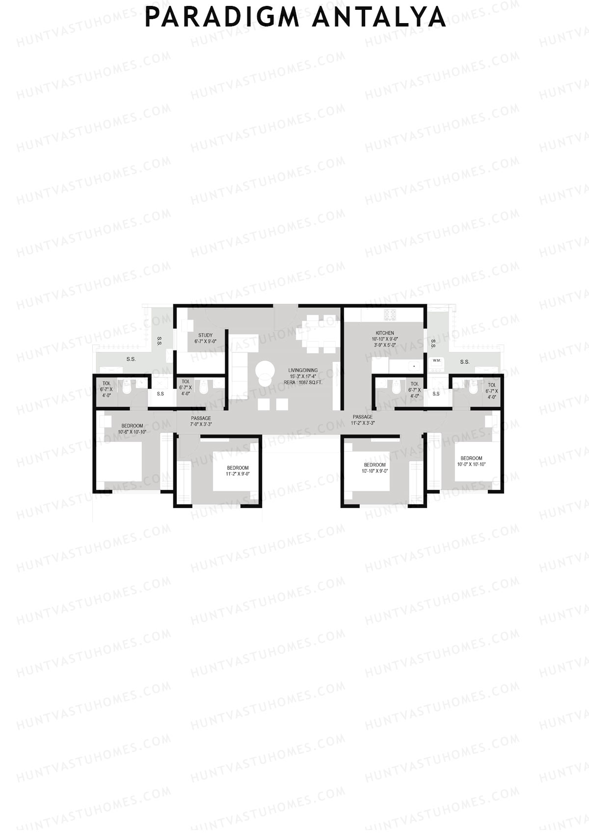 Paradigm Antalya, Antalya, Unit 10, 4BHK, Carpet Area 1087   sq ft 