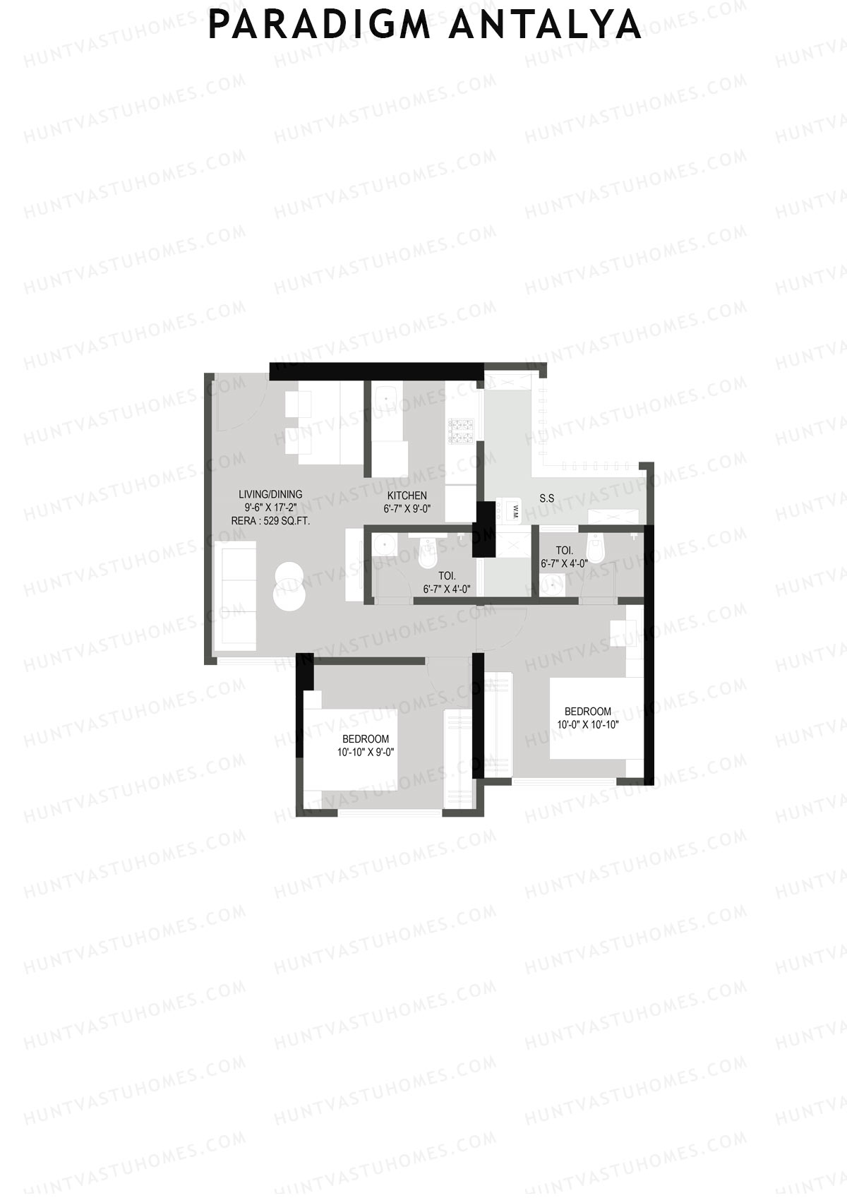 Paradigm Antalya, Antalya, Unit 10, 2BHK, Carpet Area 529   sq ft 