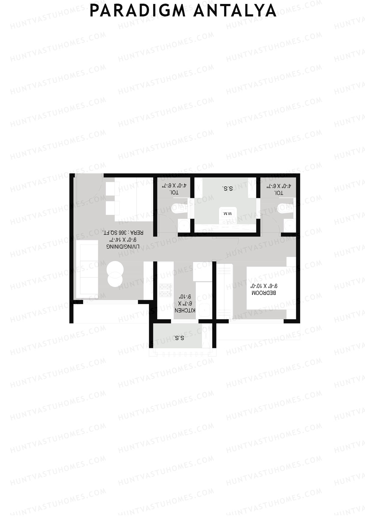 Paradigm Antalya, Antalya, Unit 12, 1BHK, Carpet Area 366   sq ft 