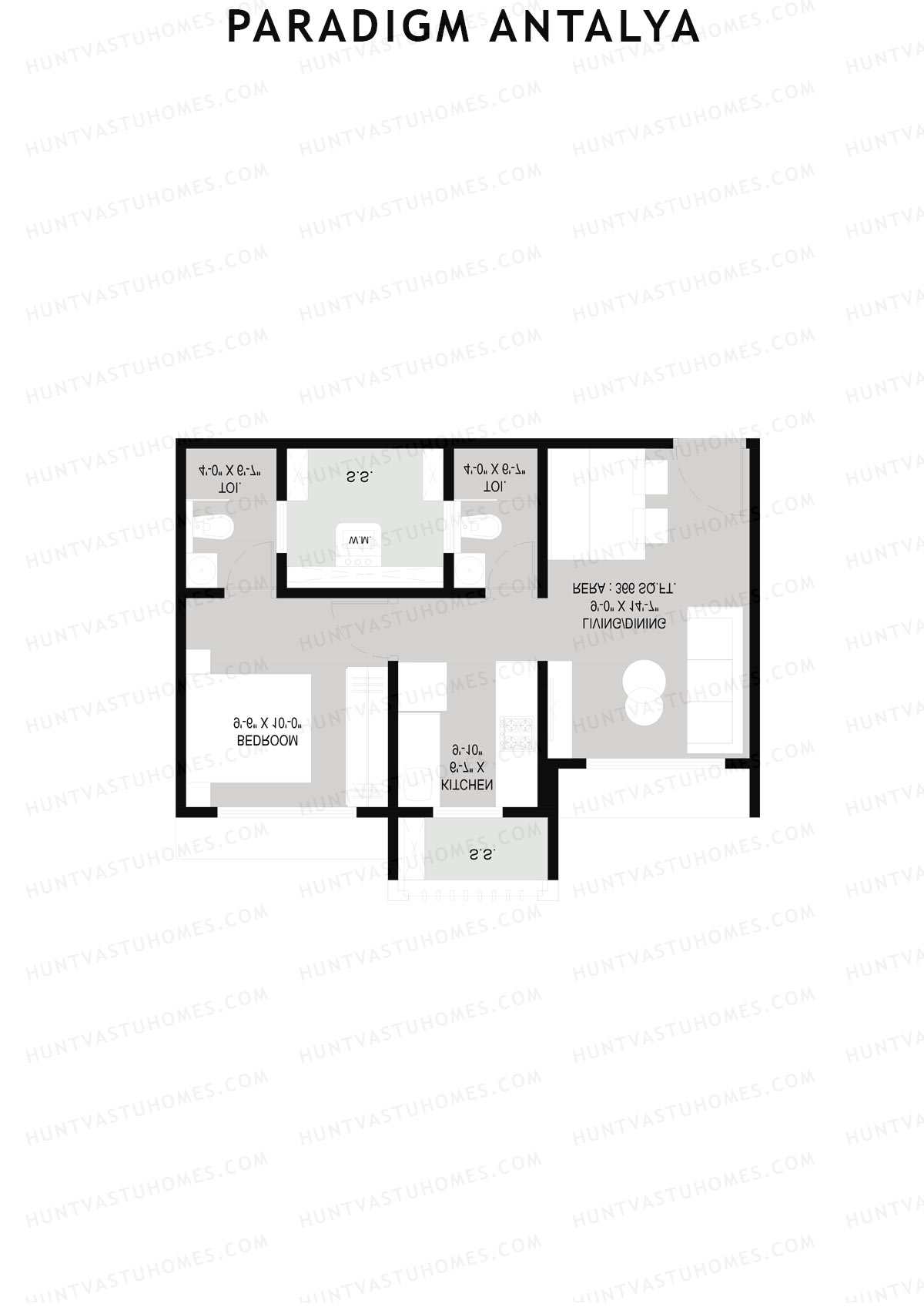 Paradigm Antalya, Antalya, Unit 13, 1BHK, Carpet Area 366   sq ft 