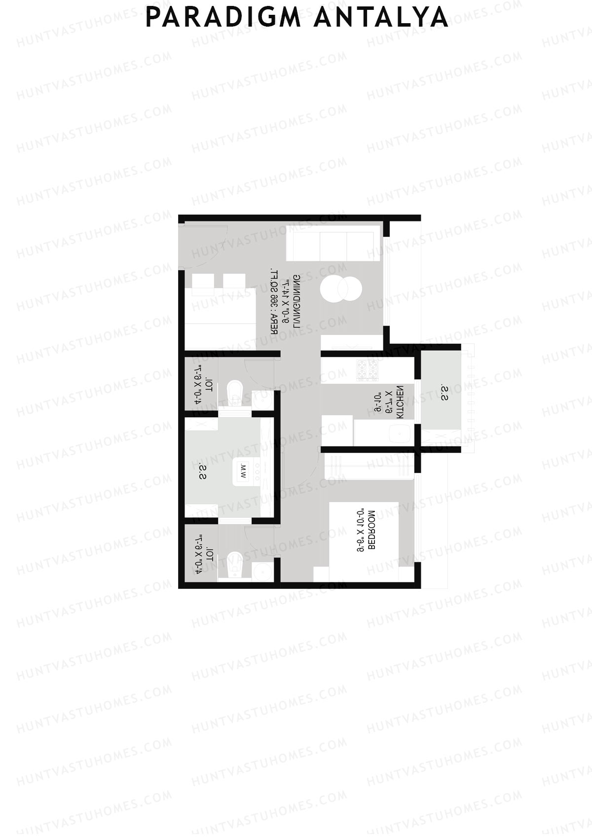 Paradigm Antalya, Antalya, Unit 7, 1BHK, Carpet Area 366   sq ft 