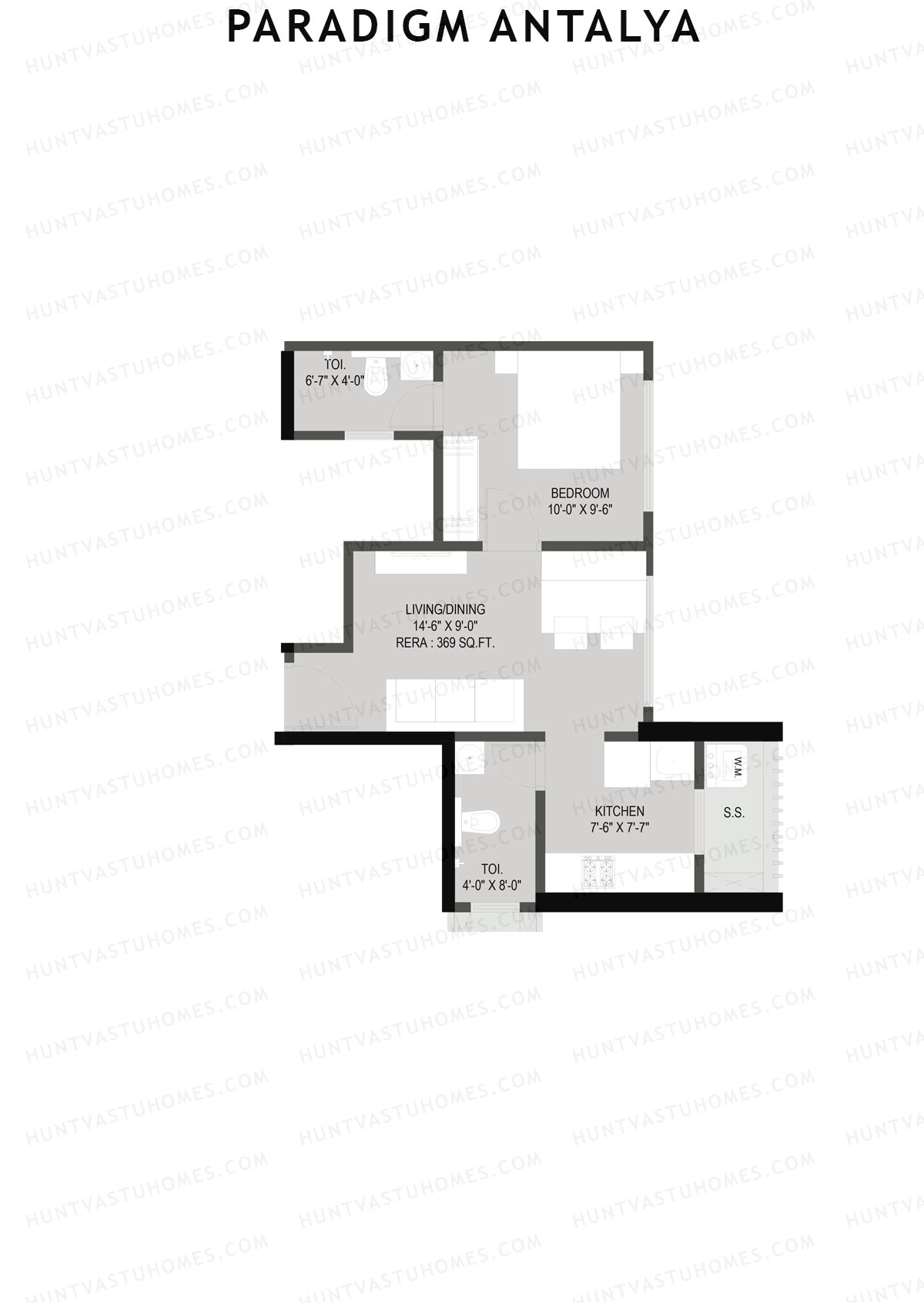 Paradigm Antalya, Antalya, Unit 9, 1BHK, Carpet Area 369   sq ft 
