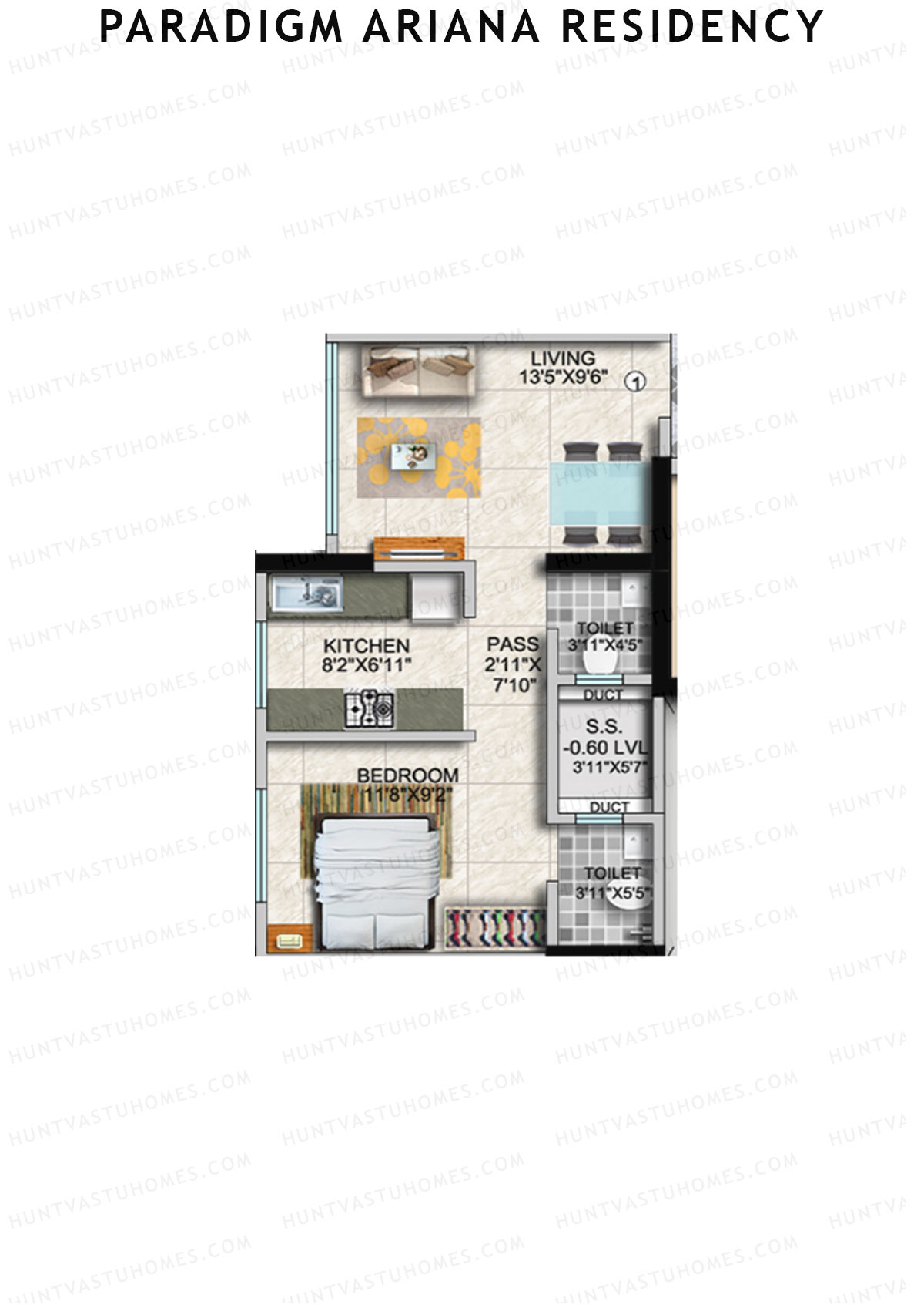 Paradigm Ariana Residency Wing A Unit 1 Floor Plan