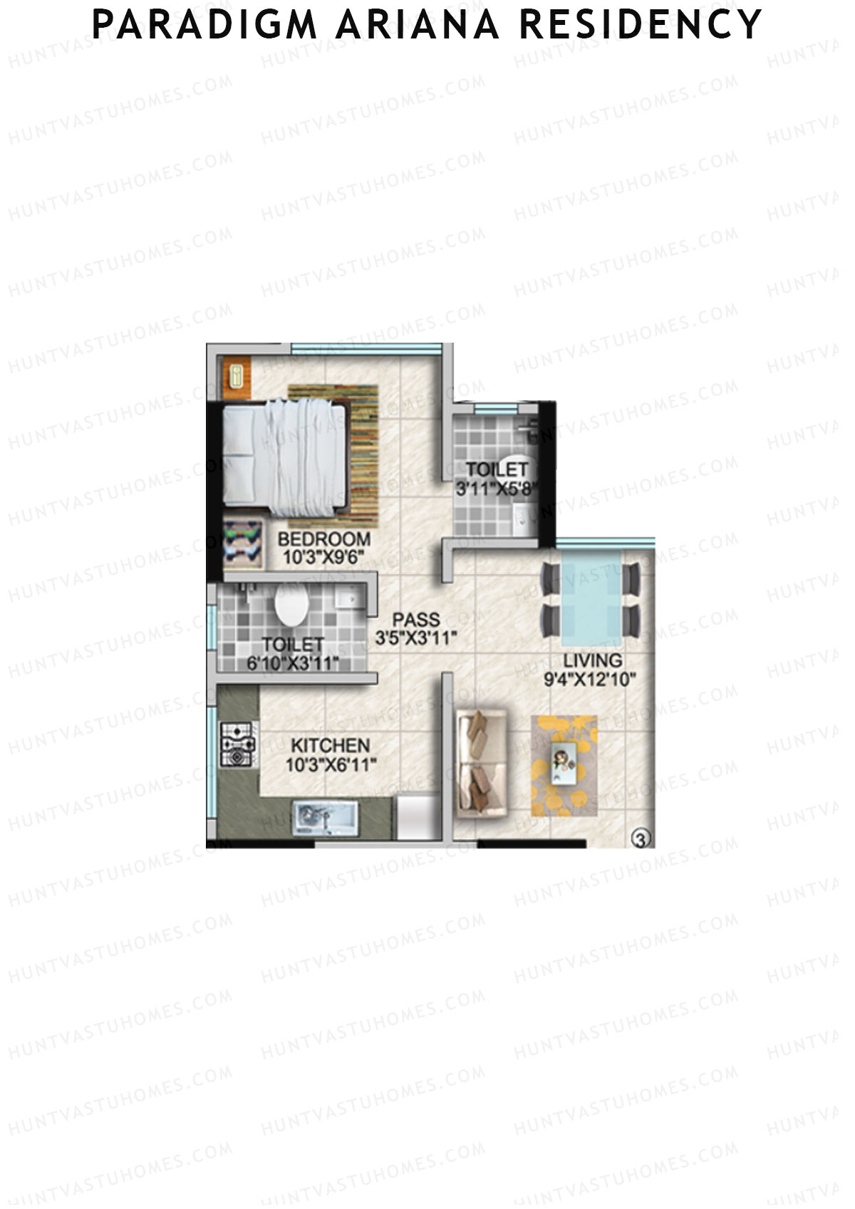 Paradigm Ariana Residency Wing A Unit 3 Floor Plan