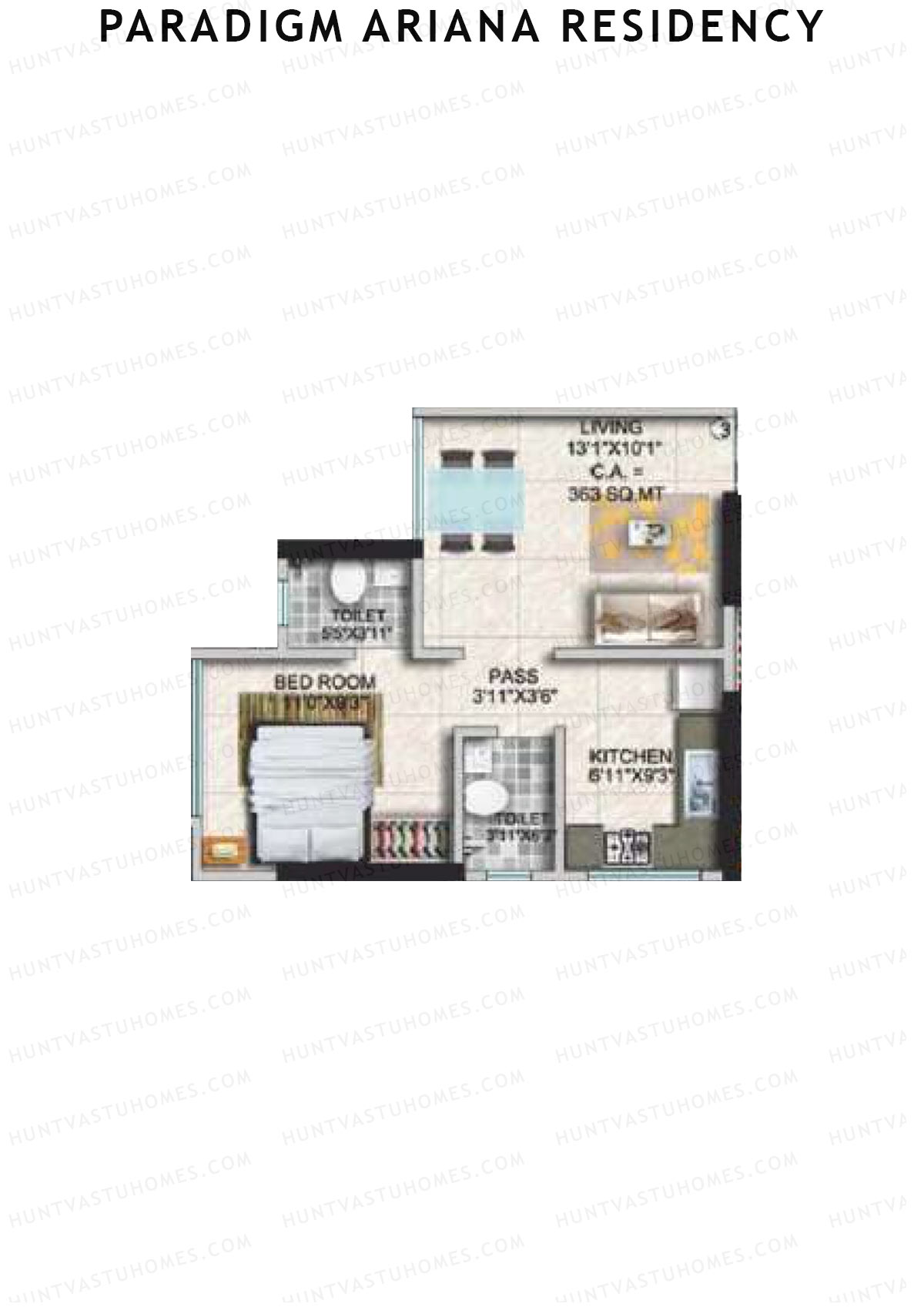 Paradigm Ariana Residency Wing B Unit 3 Floor Plan