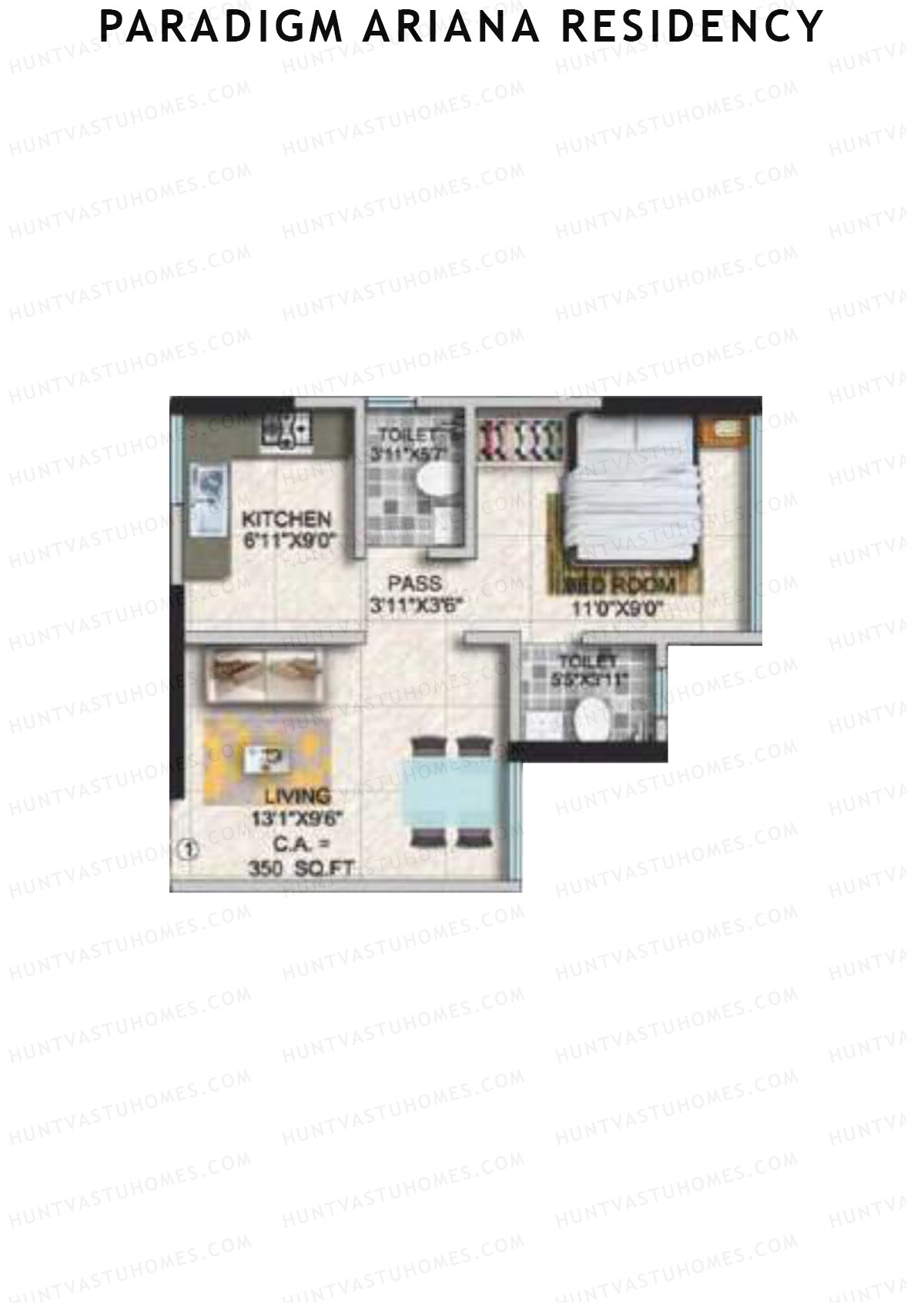 Paradigm Ariana Residency Wing C Unit 1 Floor Plan