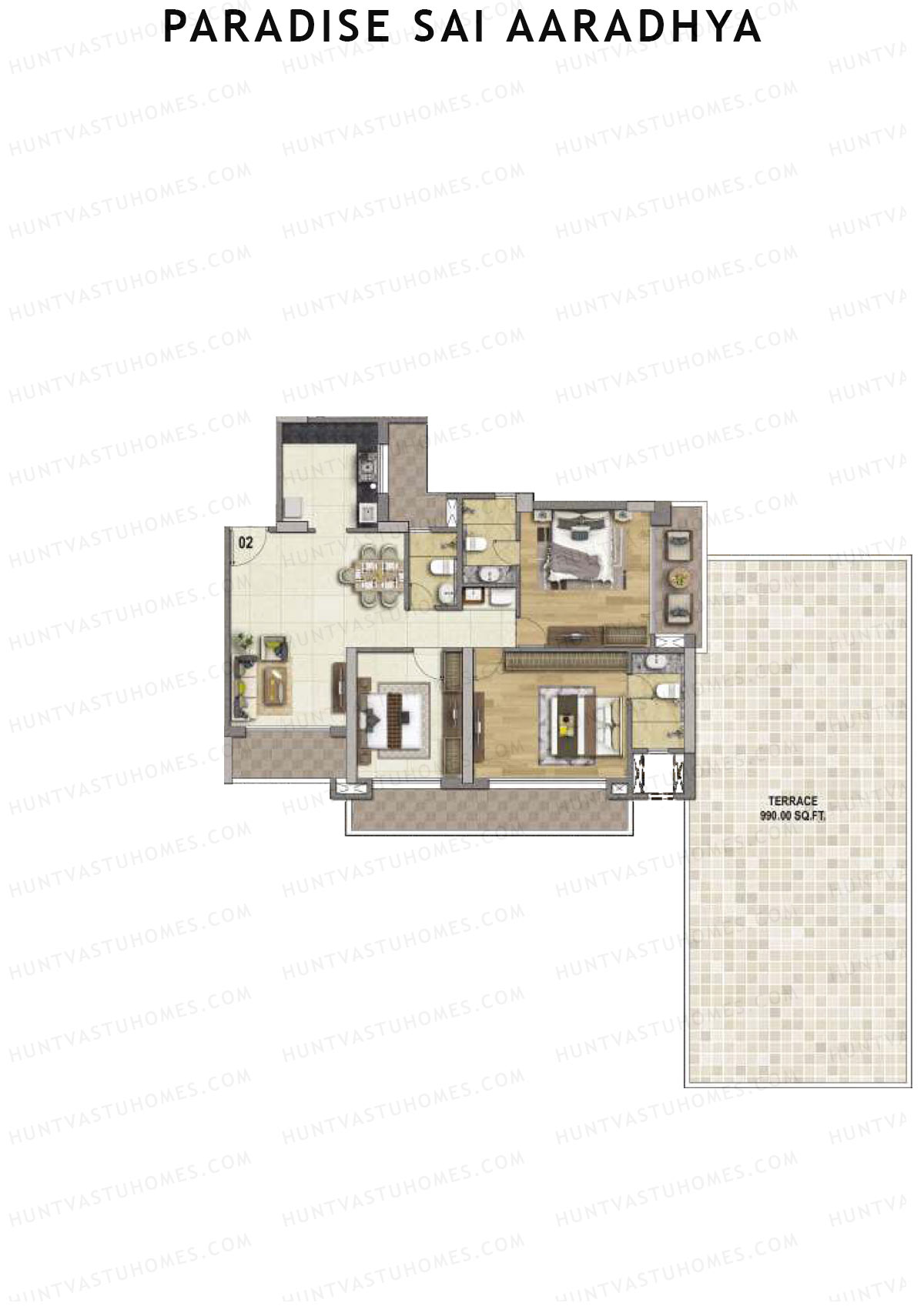 Paradise Sai Aaradhya Tower 1 Unit 2 Floor Plan