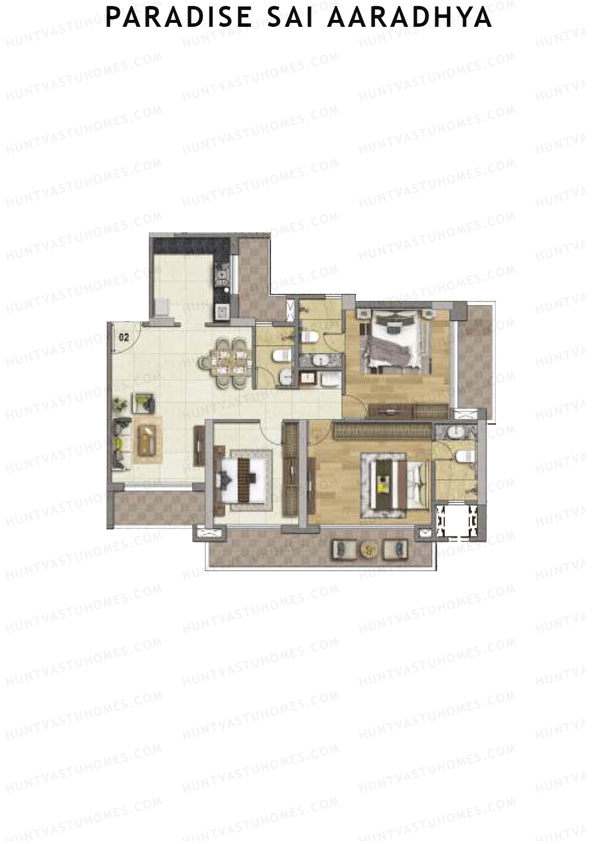 Paradise Sai Aaradhya Tower 1 Unit 2 Floor Plan