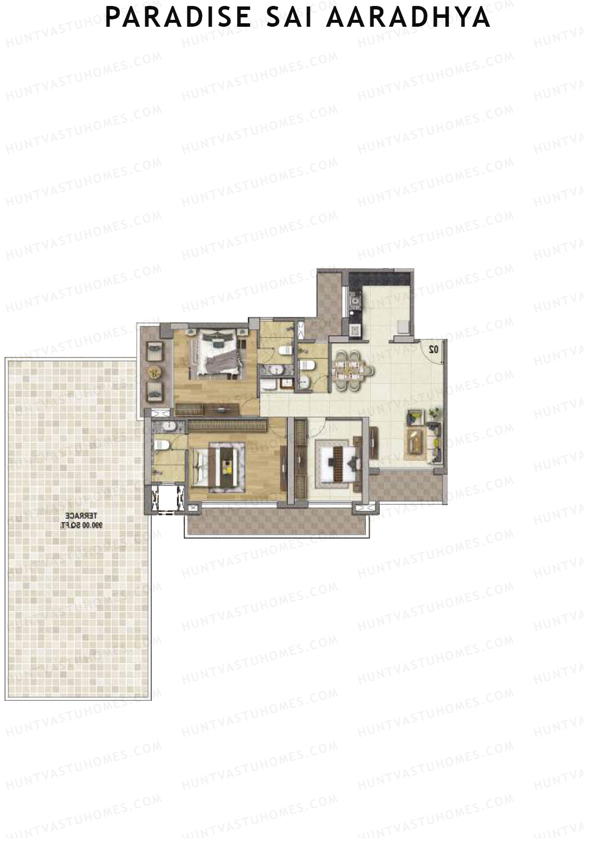 Paradise Sai Aaradhya Tower 1 Unit 3 Floor Plan