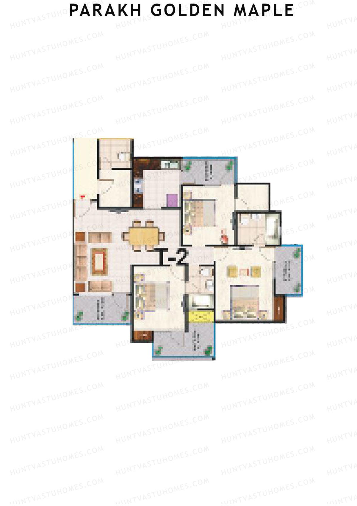 Parakh Golden Maple Block A Unit 2 (Type 2) Floor Plan