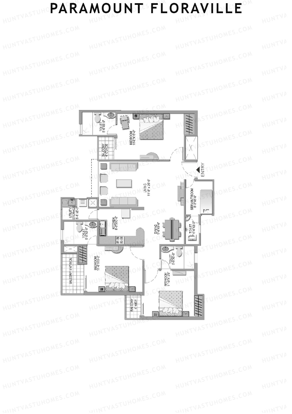 Paramount Floraville Tower Arum Unit 1 Floor Plan