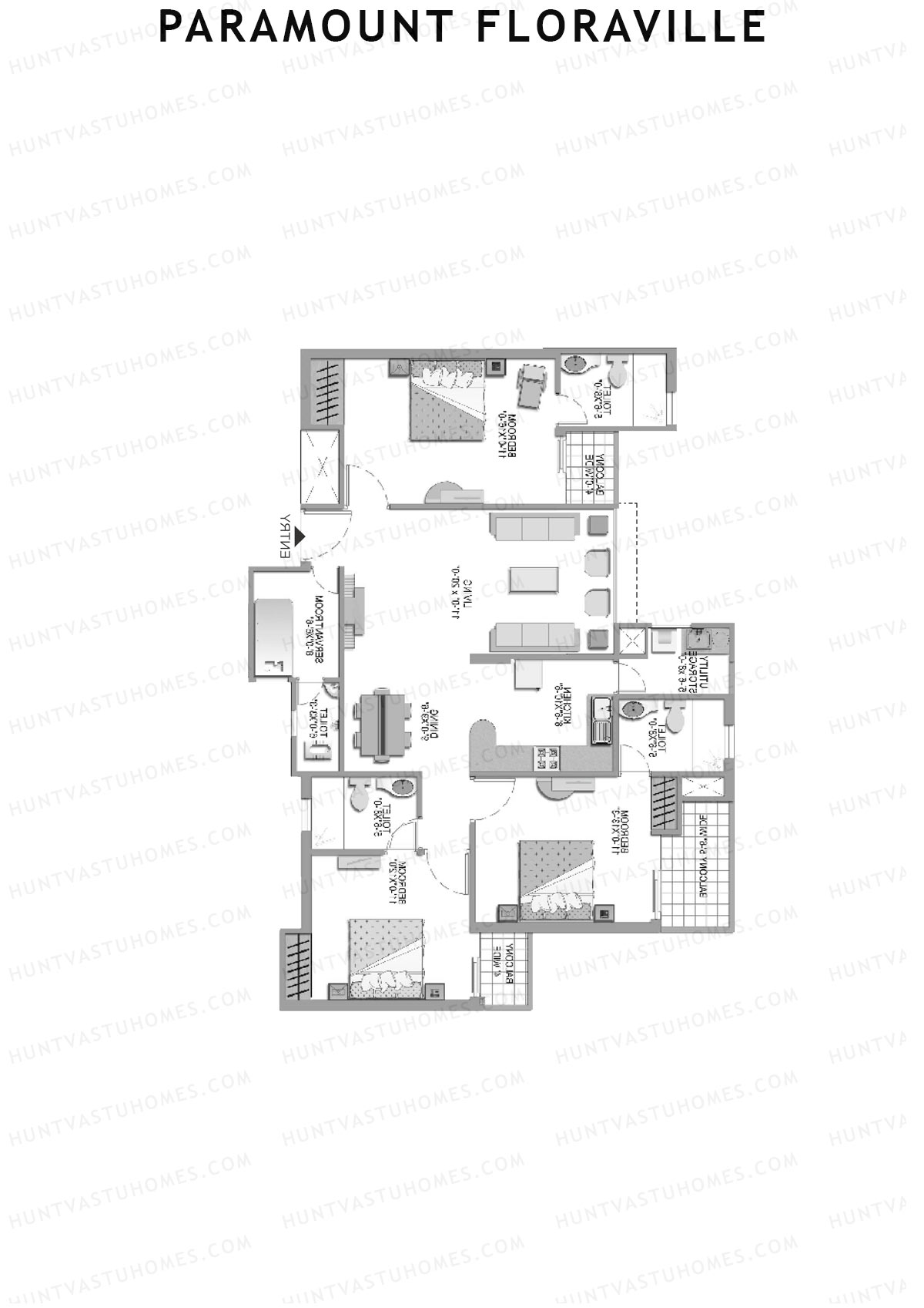 Paramount Floraville Tower Arum Unit 2 Floor Plan