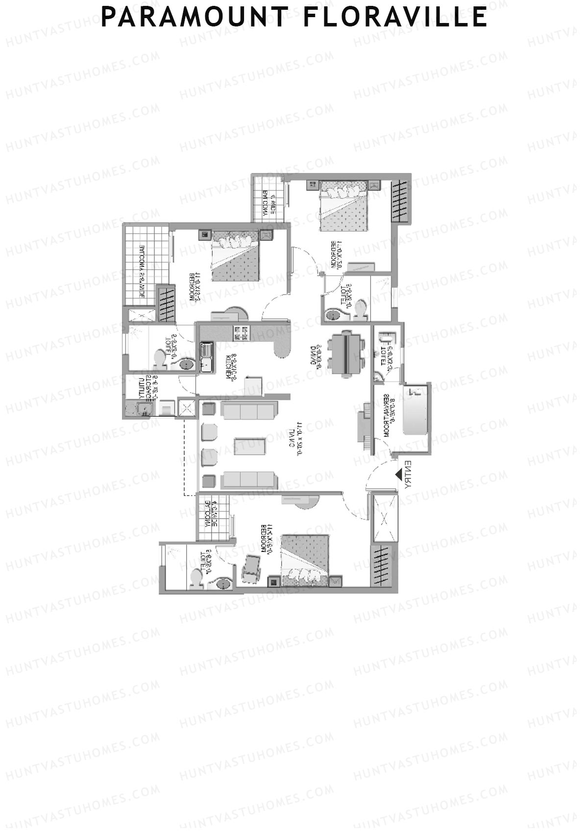Paramount Floraville Tower Arum Unit 3 Floor Plan