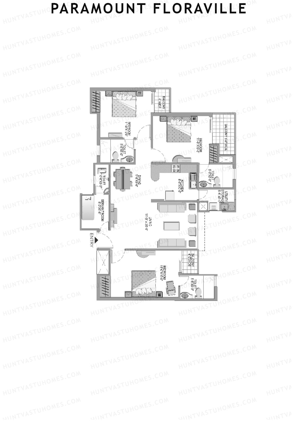 Paramount Floraville Tower Arum Unit 4 Floor Plan