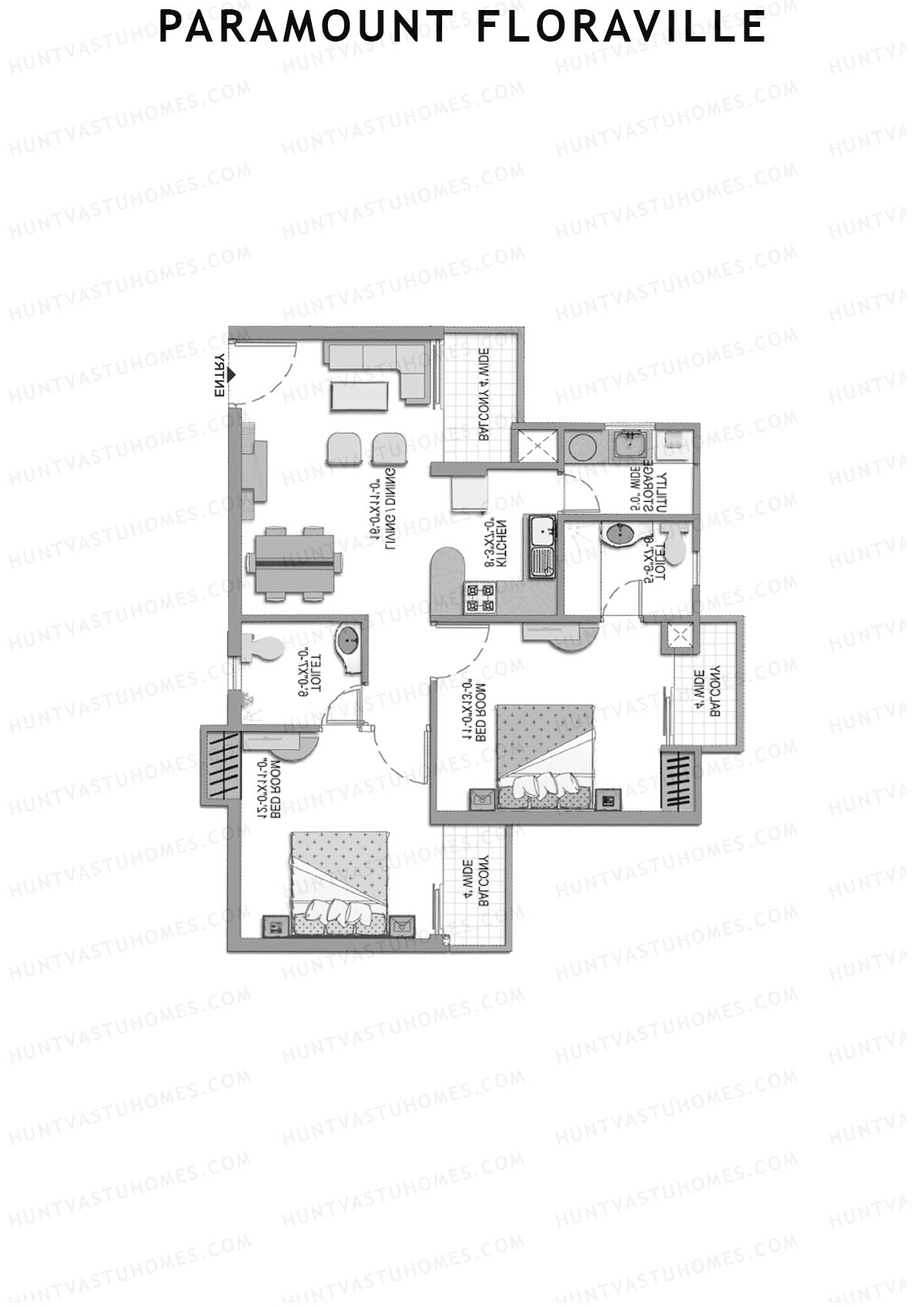 Paramount Floraville Bluebell Unit 1 Floor Plan