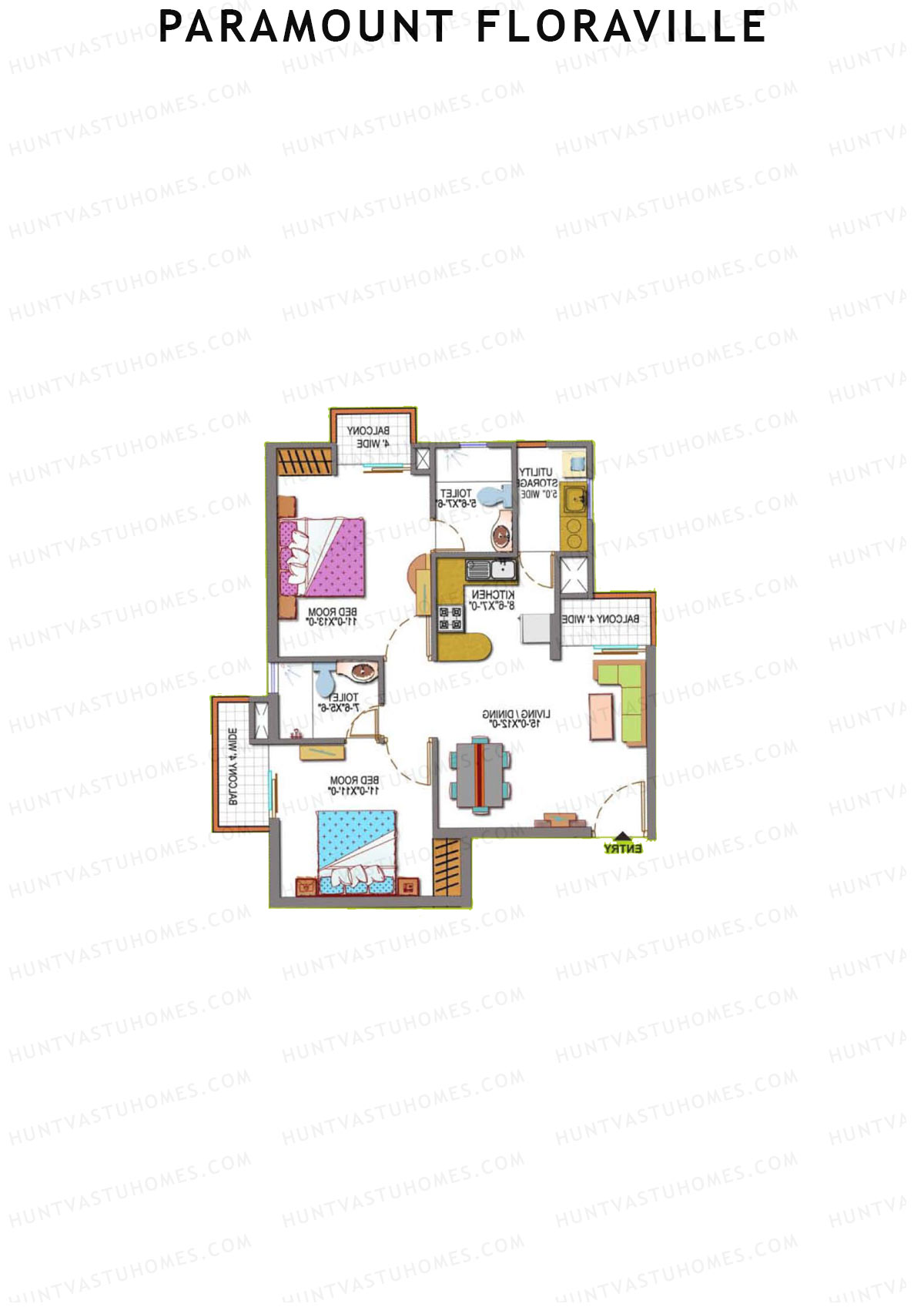 Paramount Floraville Fuchsia Unit 1 Floor Plan