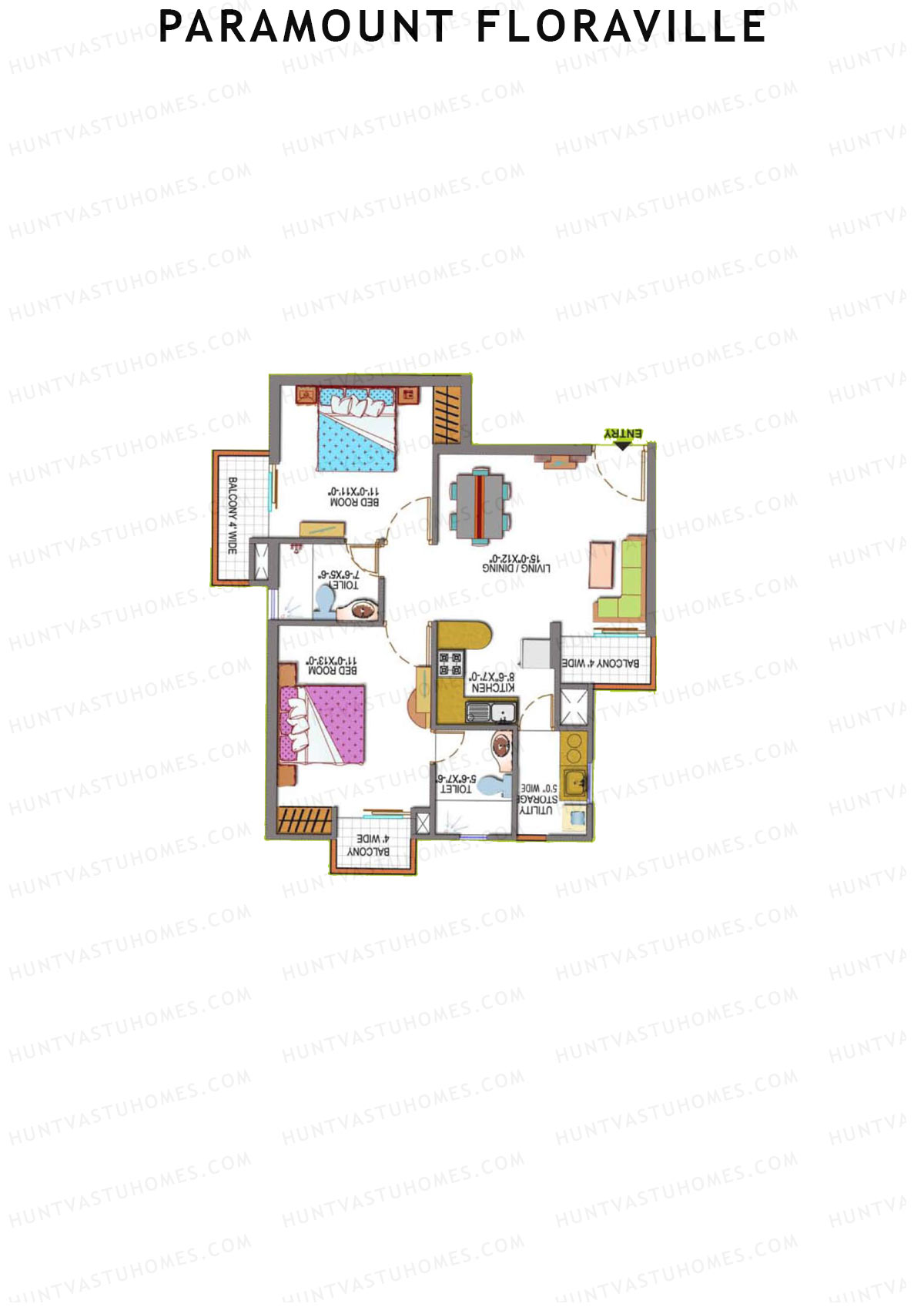 Paramount Floraville Fuchsia Unit 2 Floor Plan