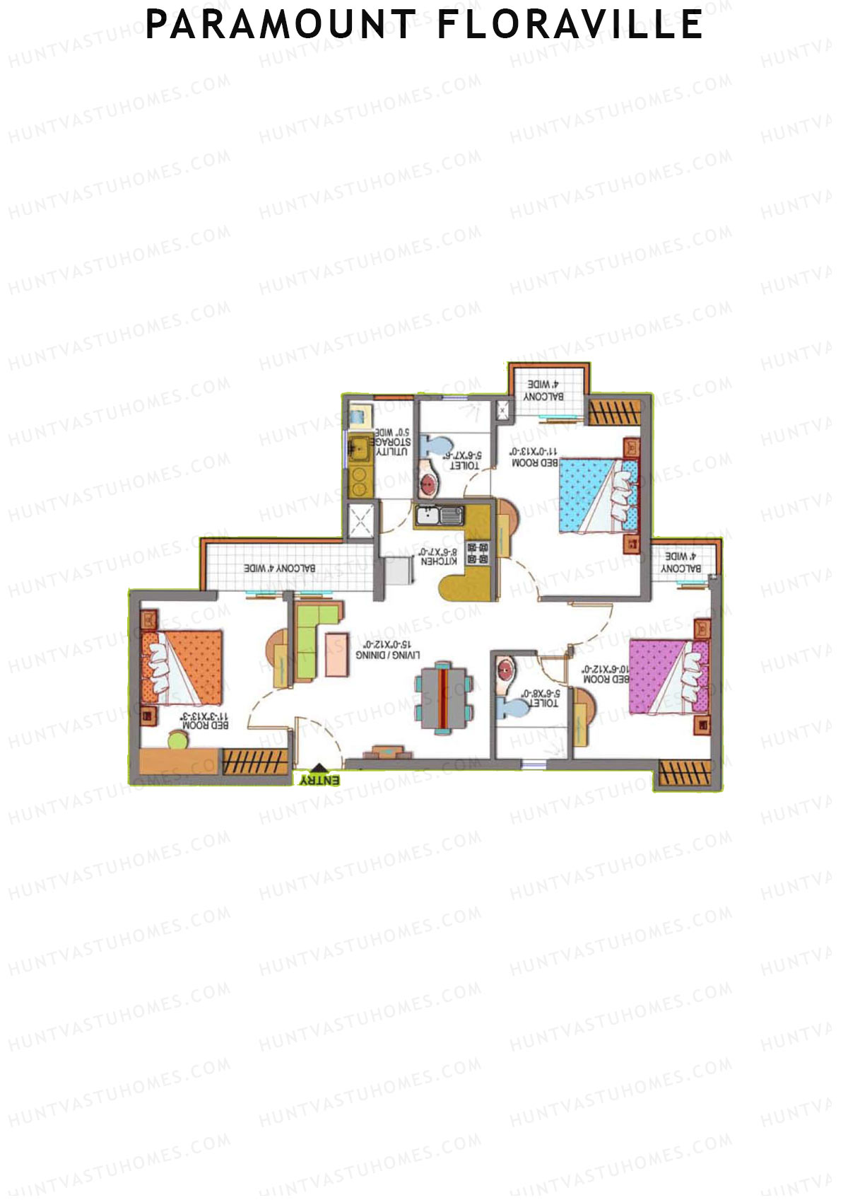 Paramount Floraville Fuchsia Unit 3 Floor Plan