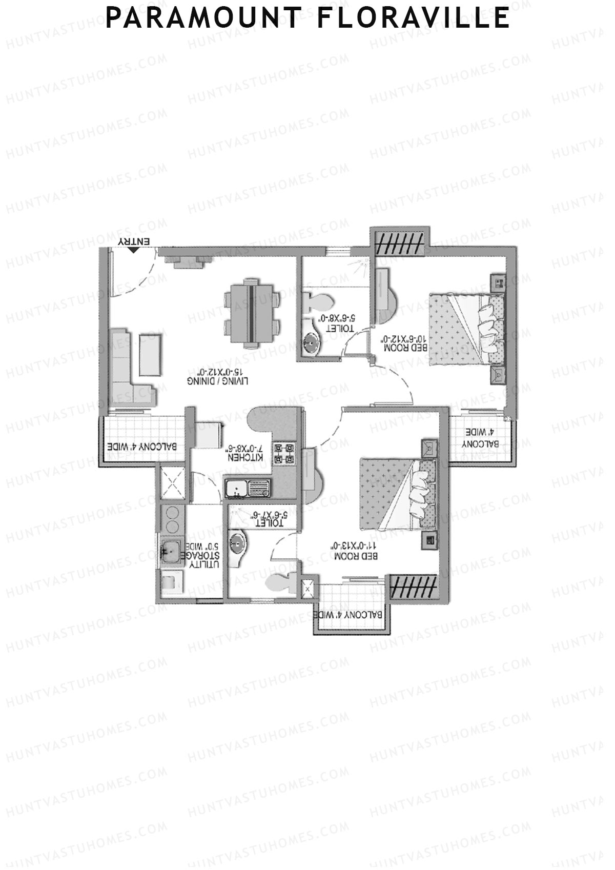 Paramount Floraville Fuchsia Unit 4 Floor Plan