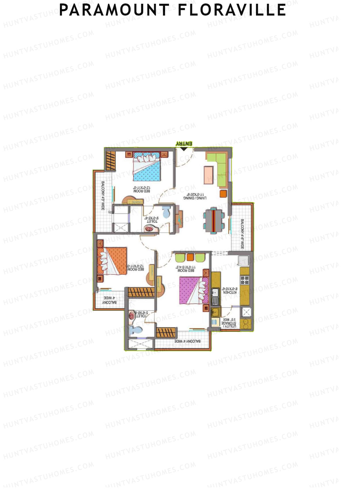Paramount Floraville Fuchsia Unit 5 Floor Plan