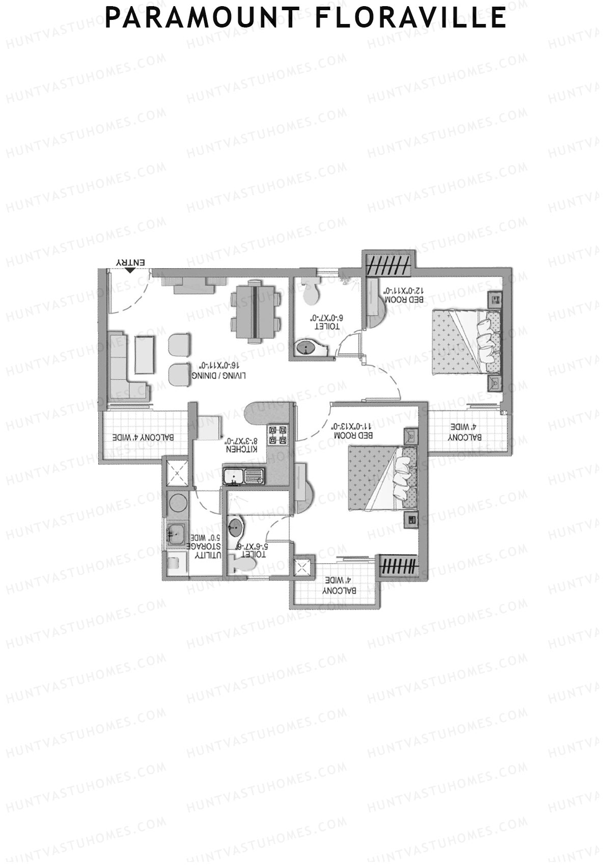 Paramount Floraville Tower Iris Unit 2 Floor Plan