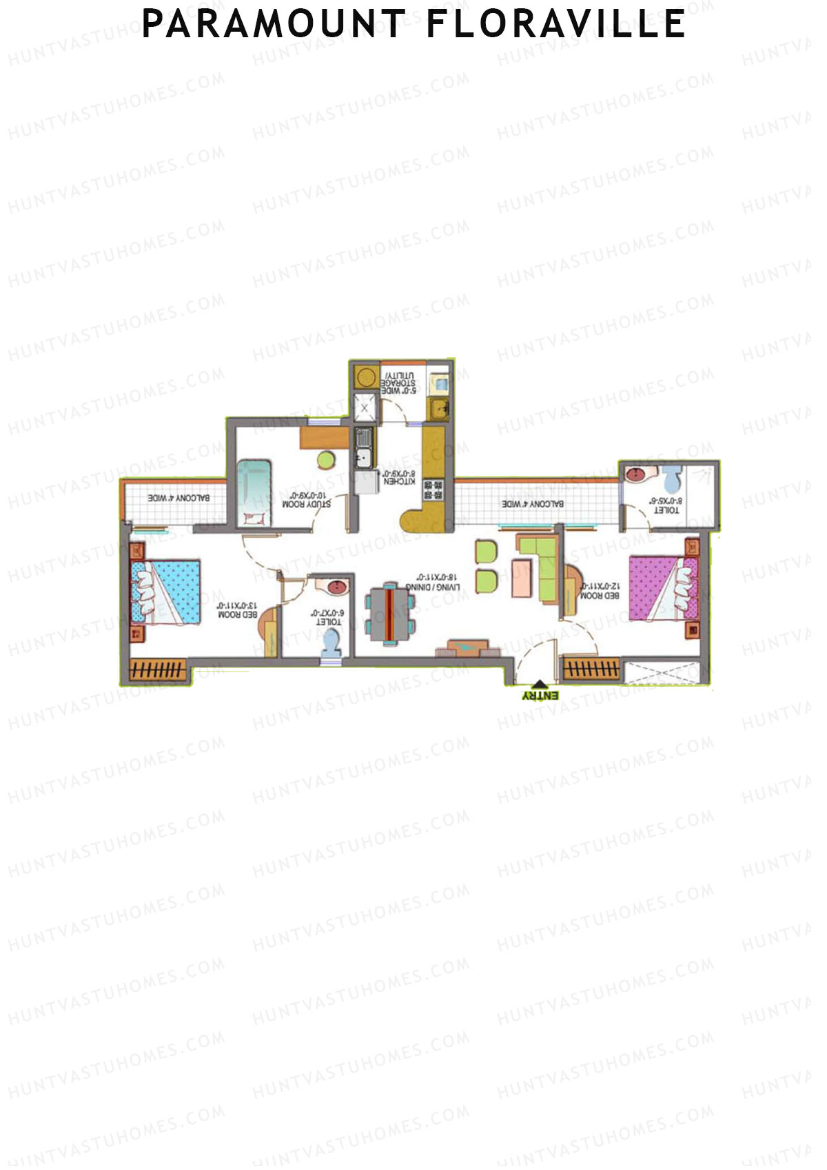 Paramount Floraville Tower Iris Unit 3 Floor Plan