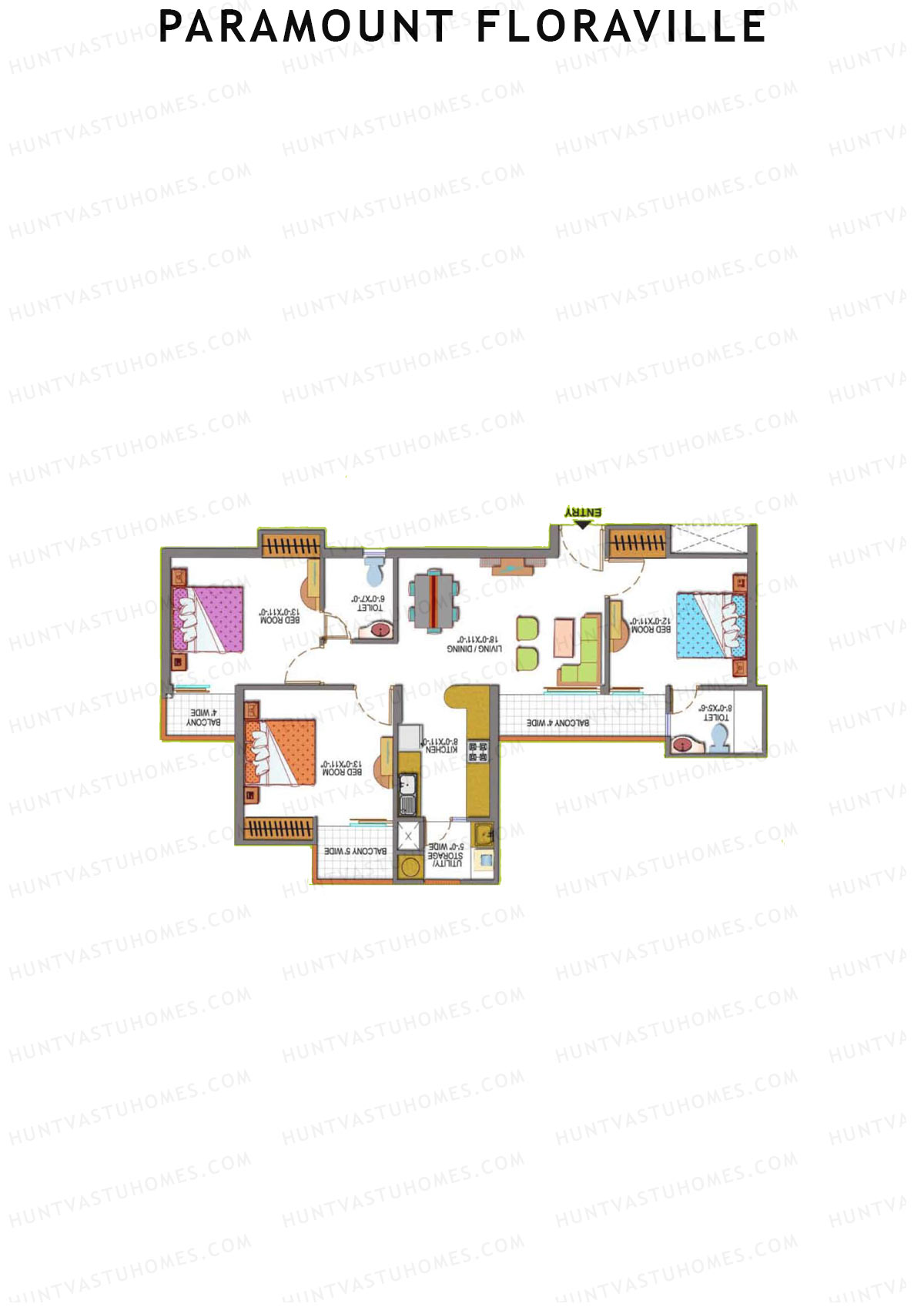 Paramount Floraville Tower Iris Unit 4 Floor Plan