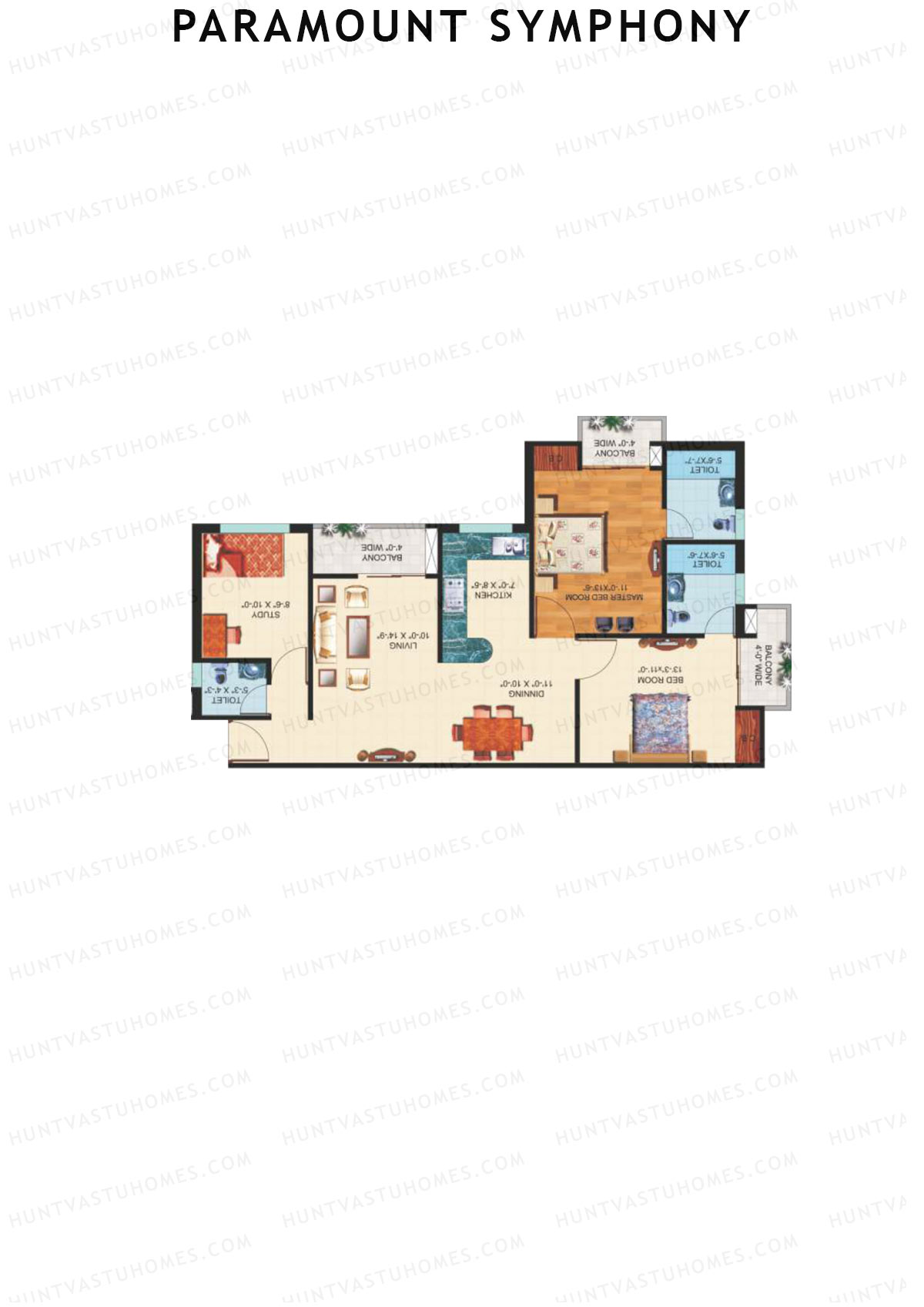 Paramount Symphony Mapple Unit 8 (Type B) Floor Plan