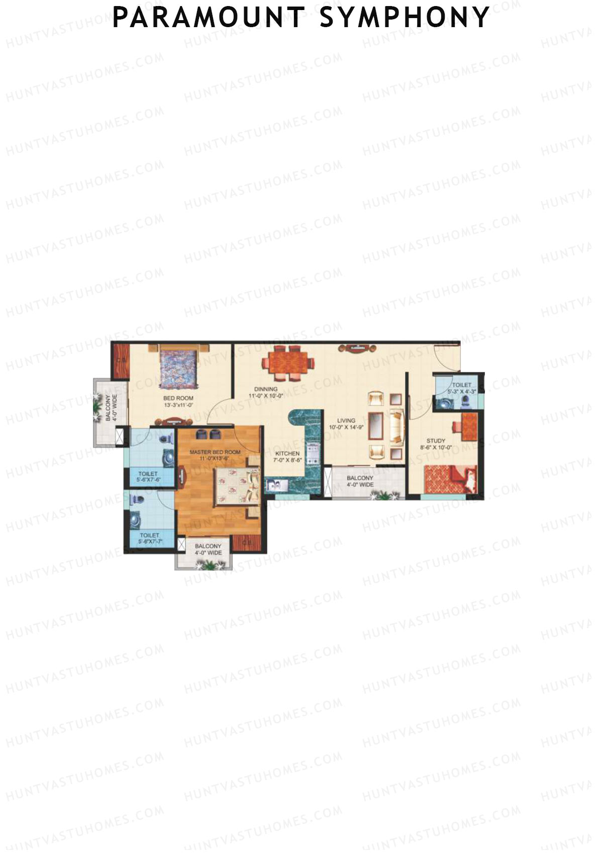 Paramount Symphony Mapple Unit 2 (Type B) Floor Plan