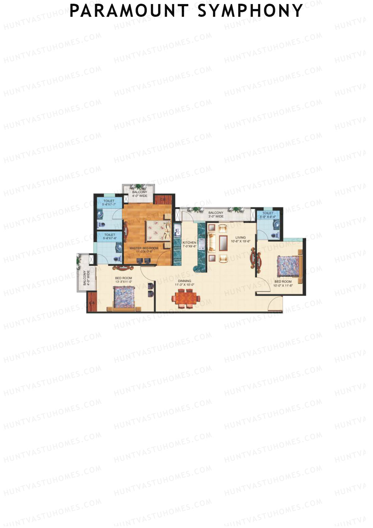 Paramount Symphony Mapple Unit 3 (Type A) Floor Plan