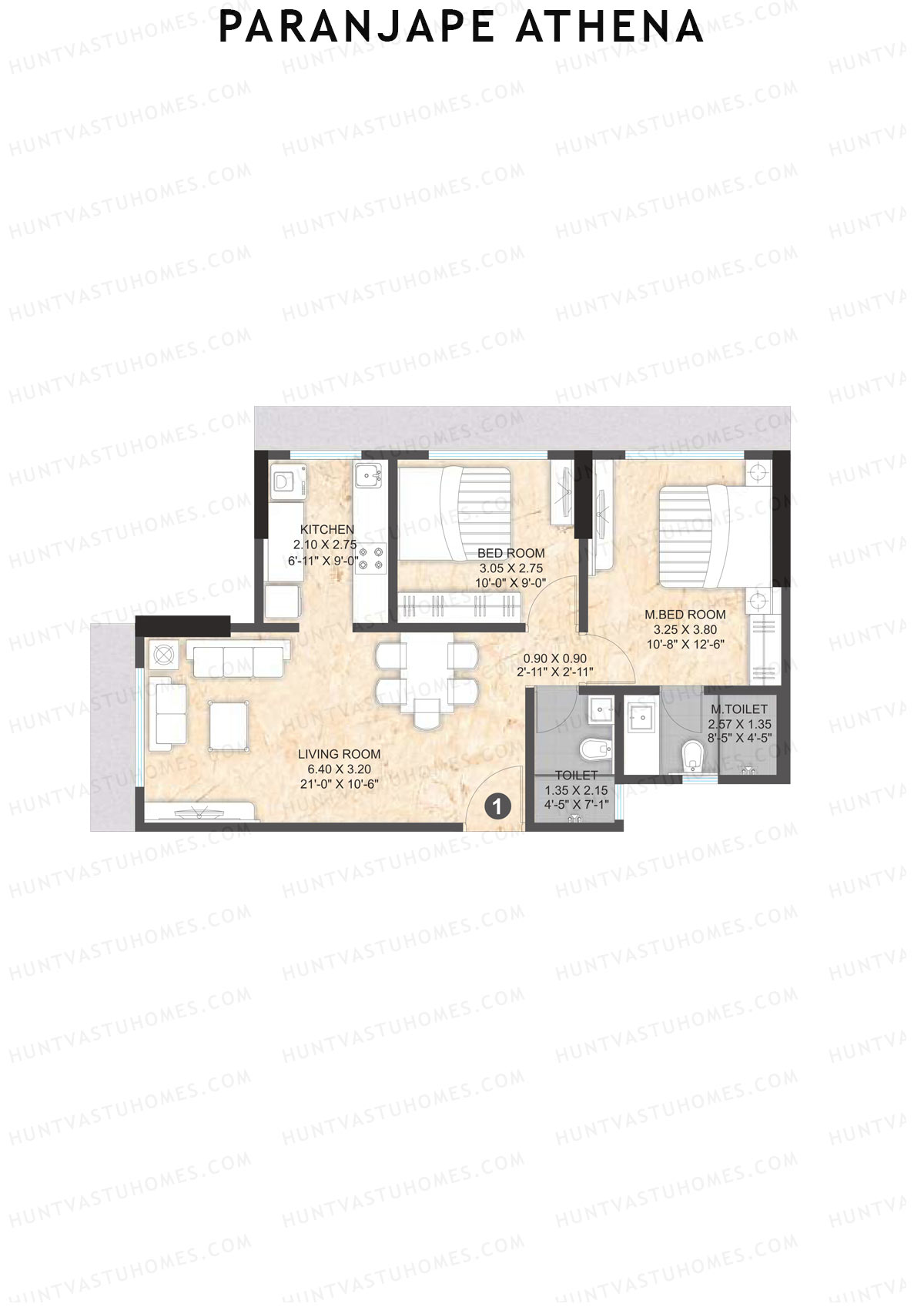 Paranjape Athena Wing C Unit 1 Floor Plan