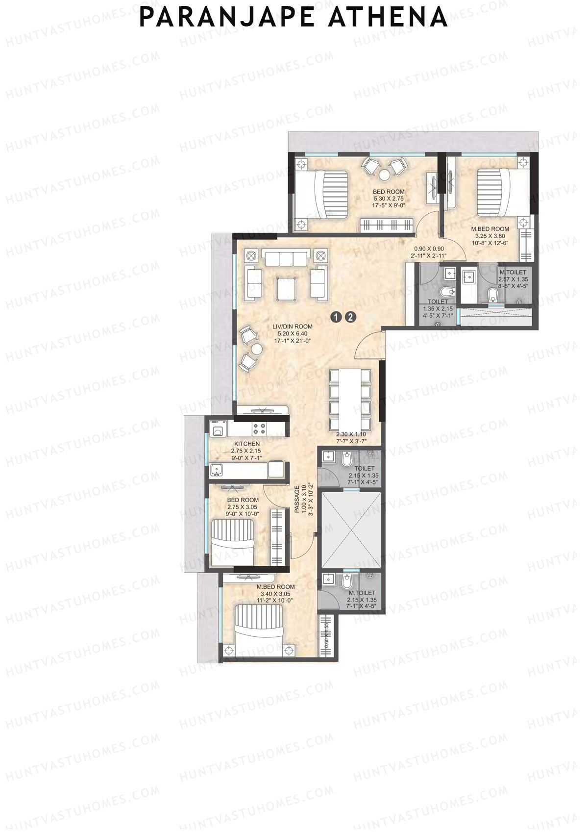 Paranjape Athena Wing C Unit 1 & 2 Floor Plan