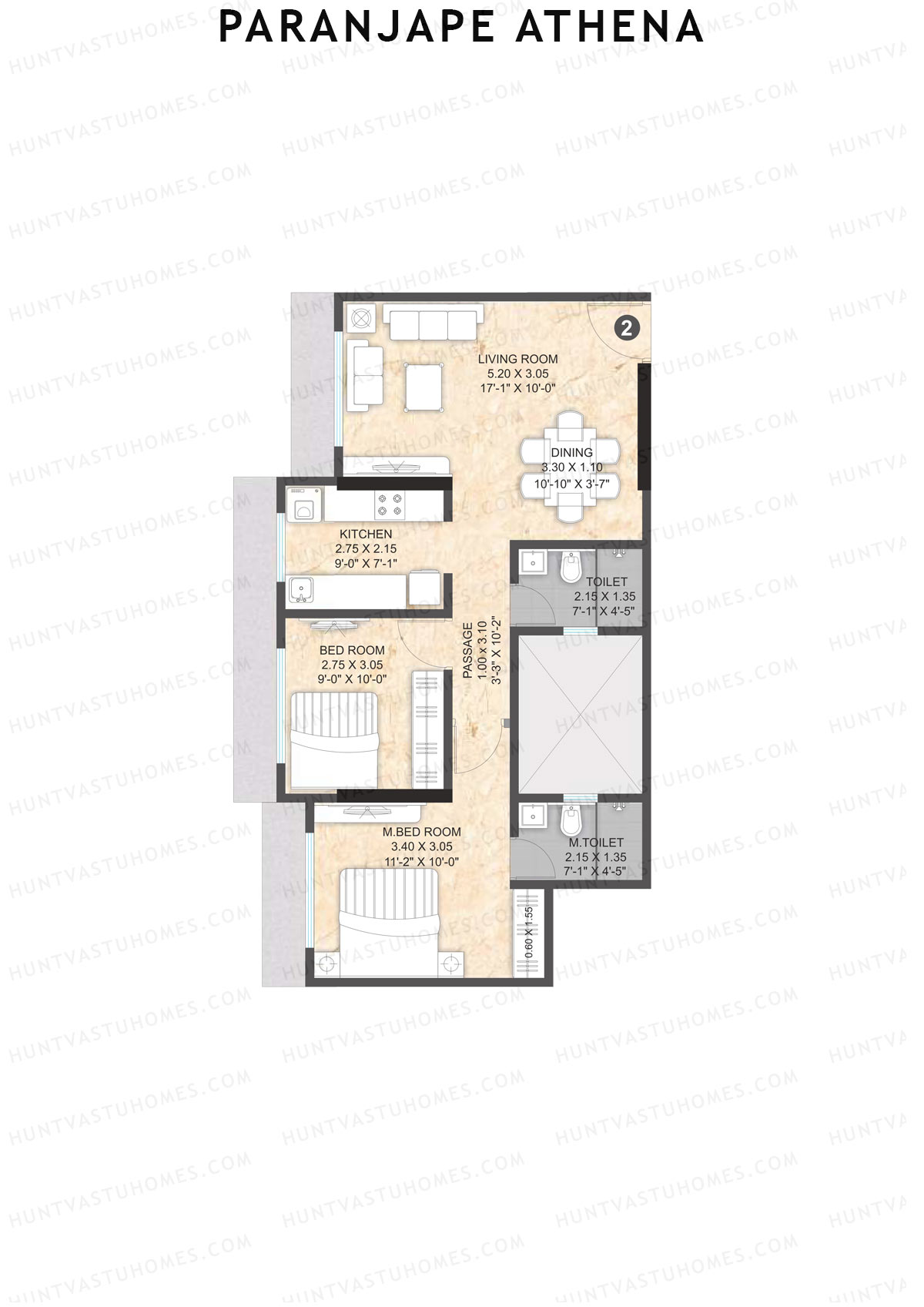 Paranjape Athena Wing C Unit 2 Floor Plan
