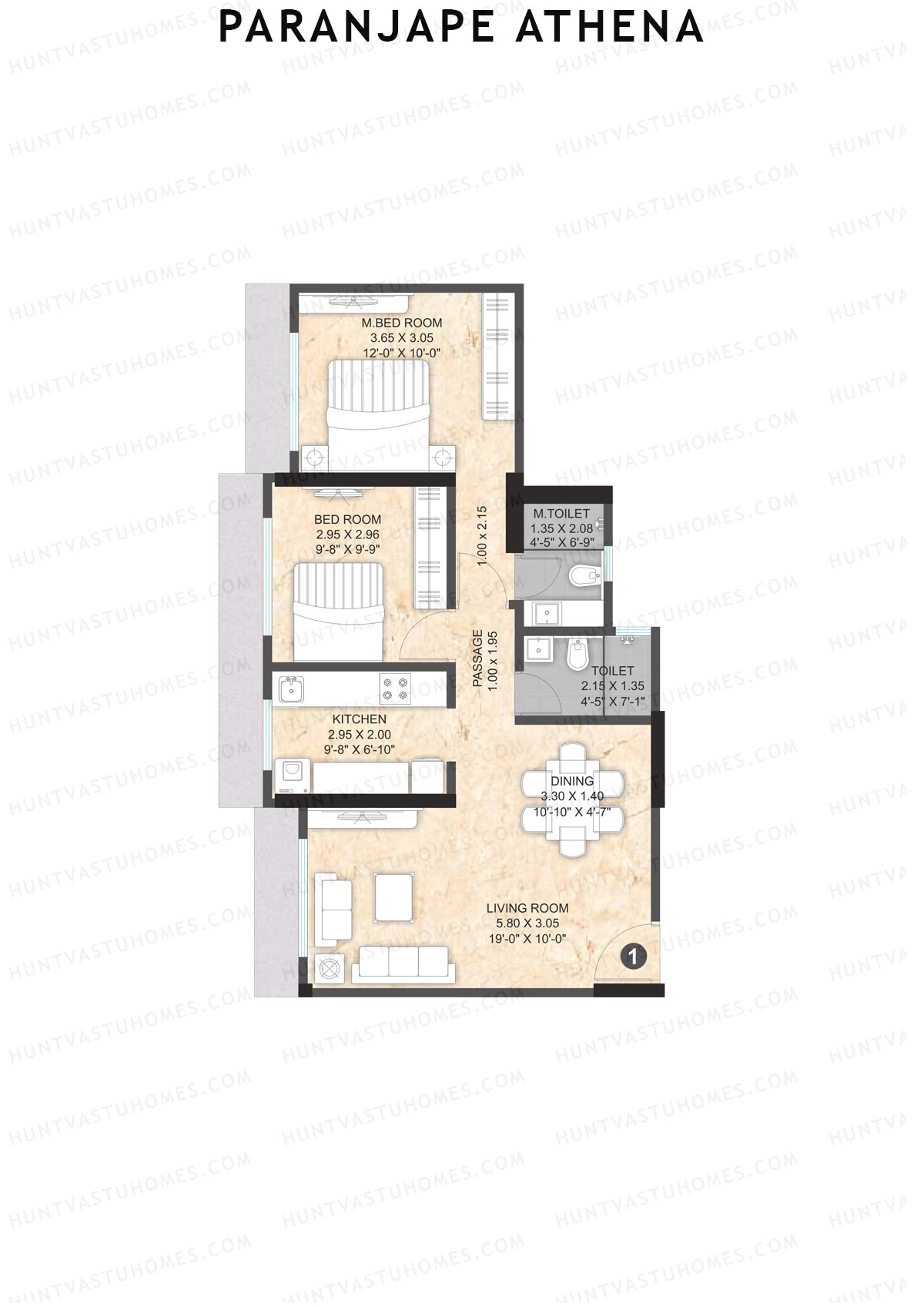 Paranjape Athena Wing D Unit 1 Floor Plan