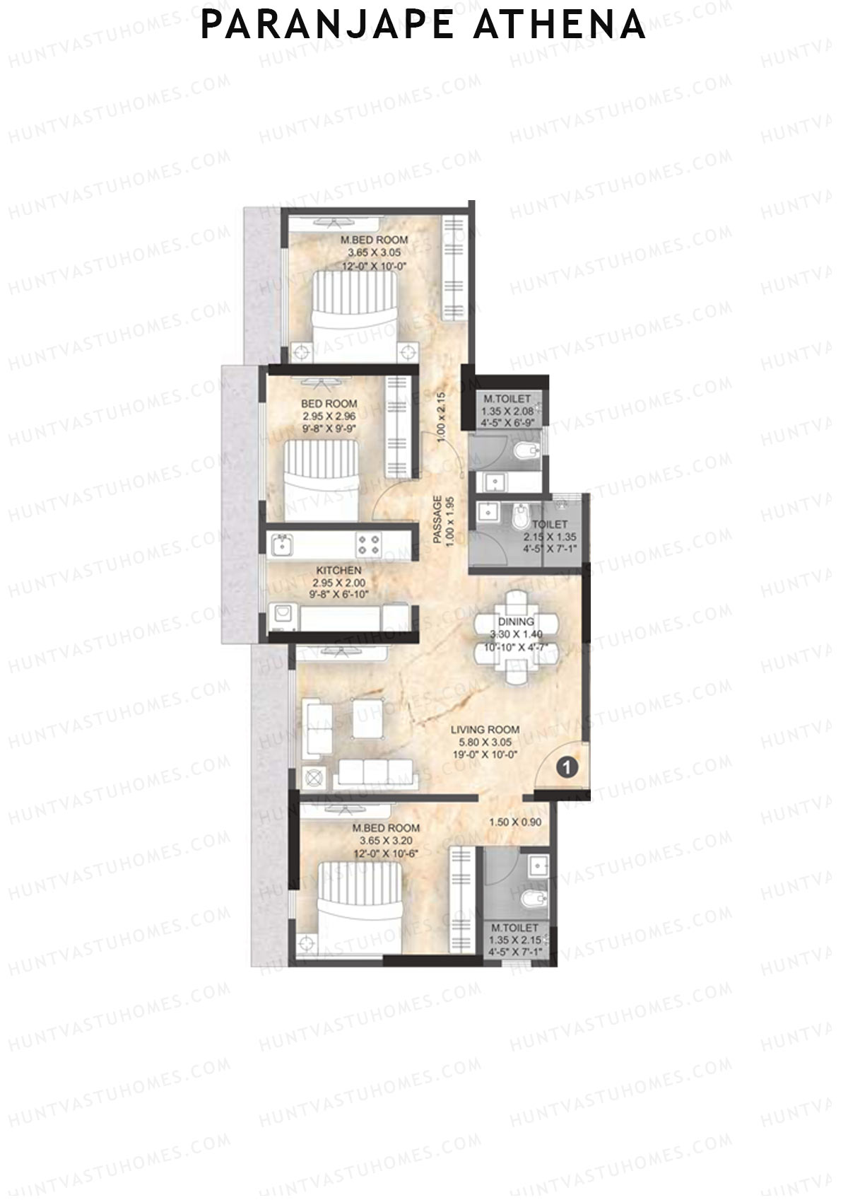 Paranjape Athena Wing D Unit 1 Floor Plan
