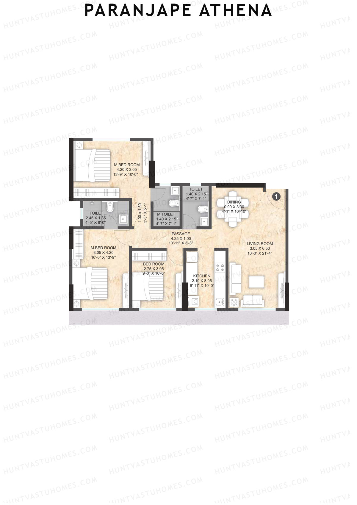 Paranjape Athena Wing E Unit 1 Floor Plan