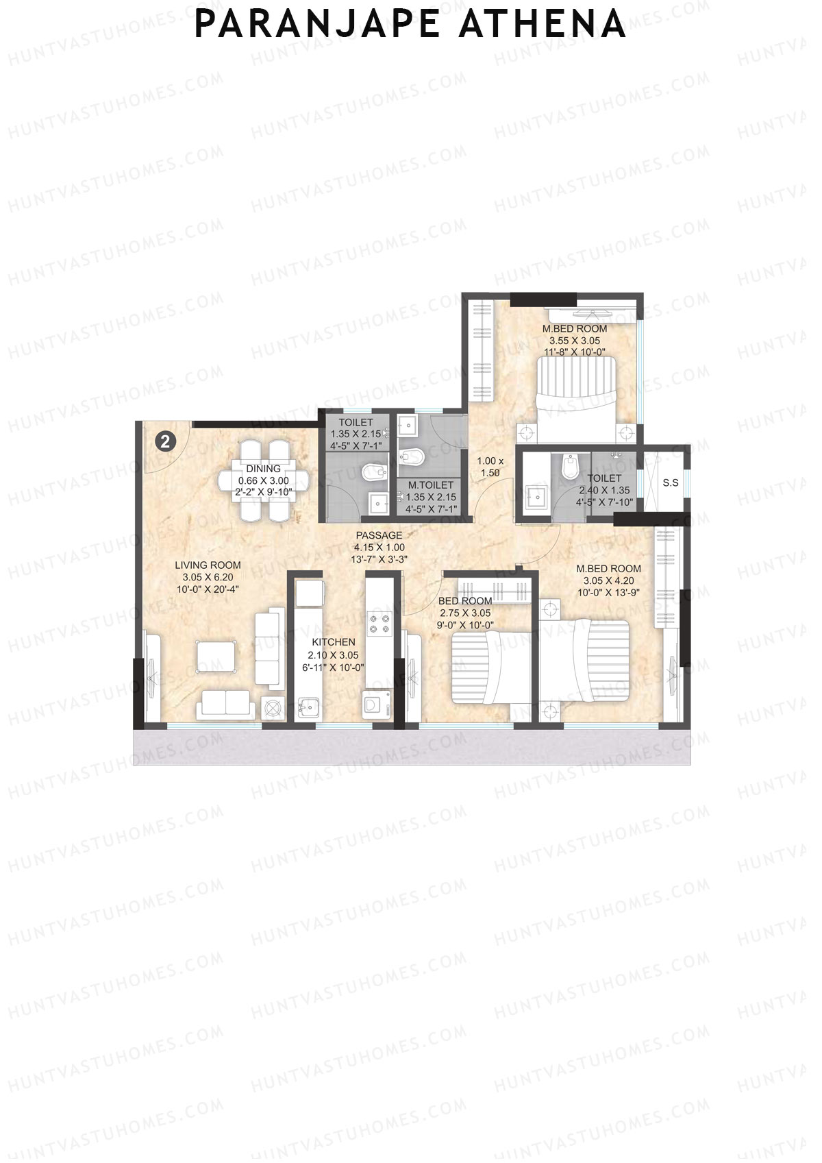 Paranjape Athena Wing E Unit 2 Floor Plan