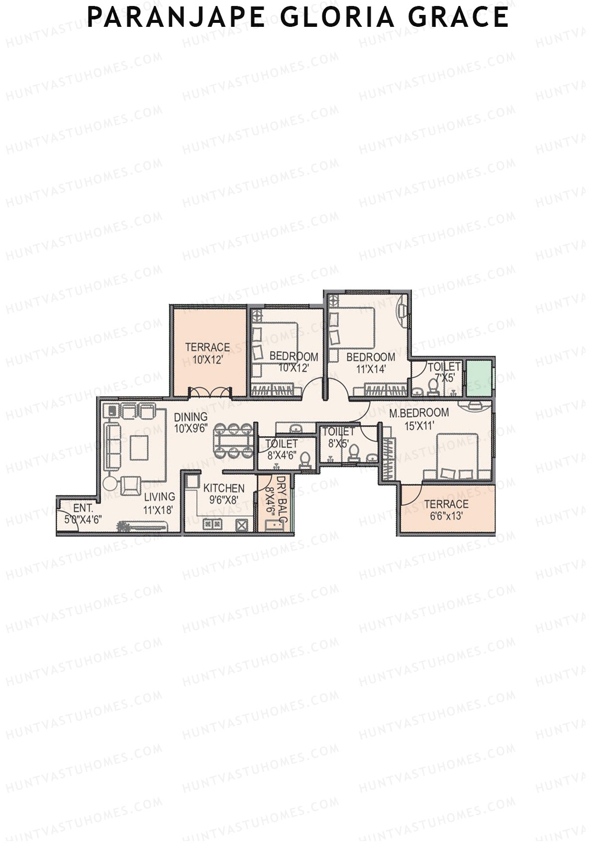 Paranjape Gloria Grace Wing E Unit 1 Floor Plan