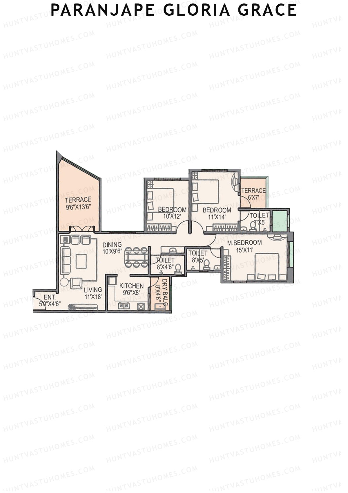 Paranjape Gloria Grace Wing E Unit 1 Floor Plan