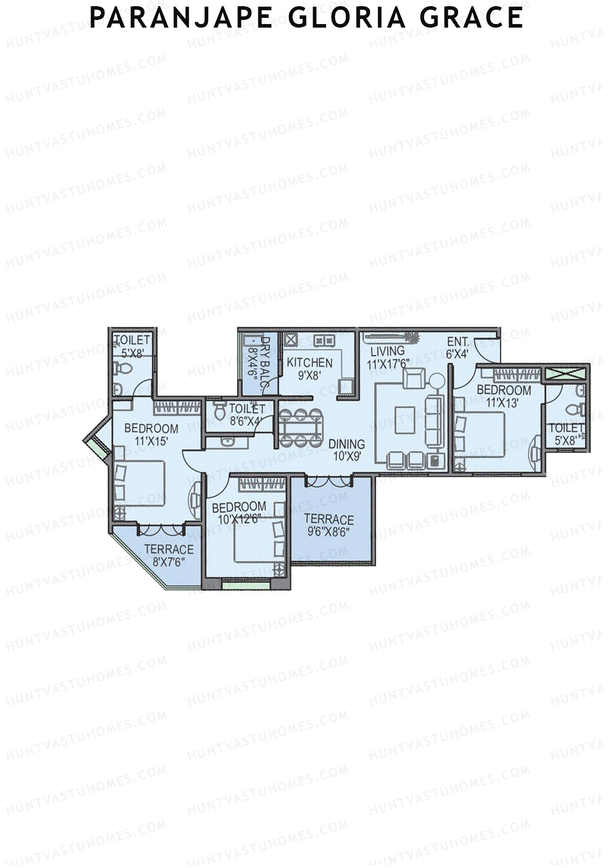 Paranjape Gloria Grace Wing E Unit 3 Floor Plan