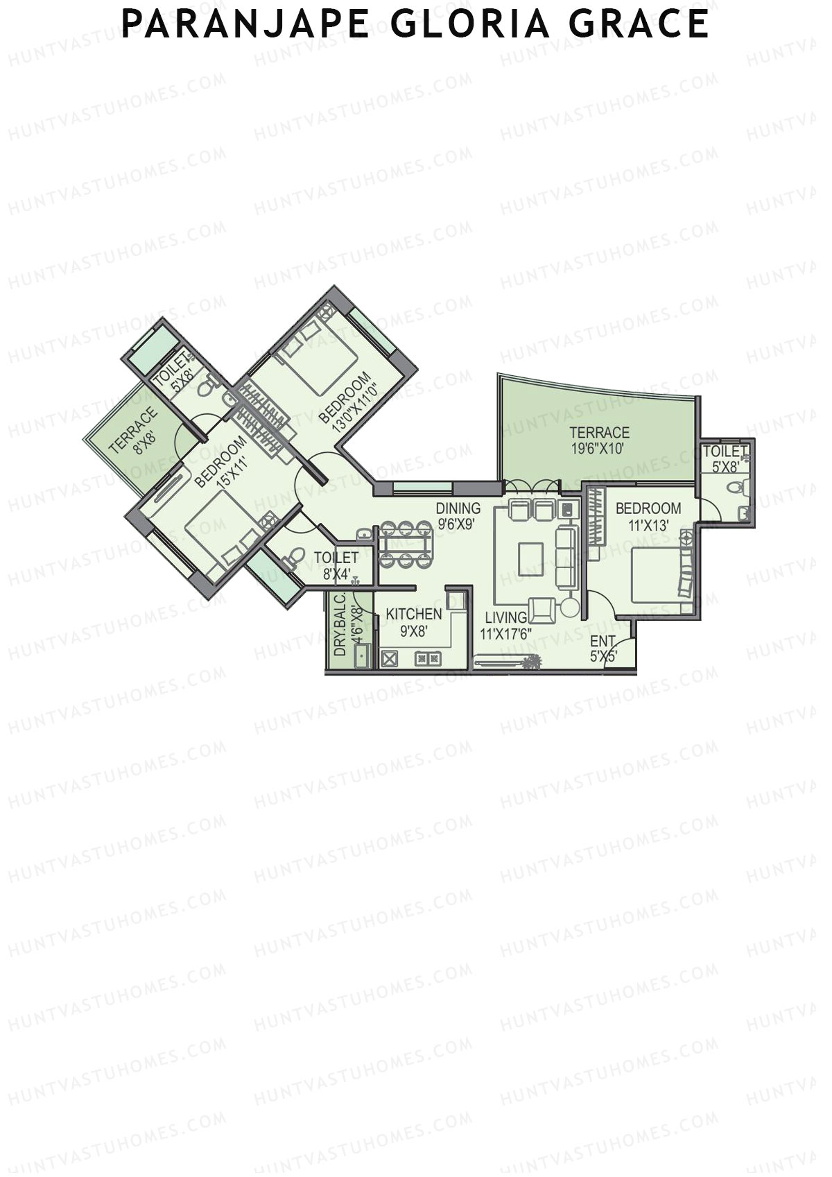 Paranjape Gloria Grace Wing E Unit 6 Floor Plan