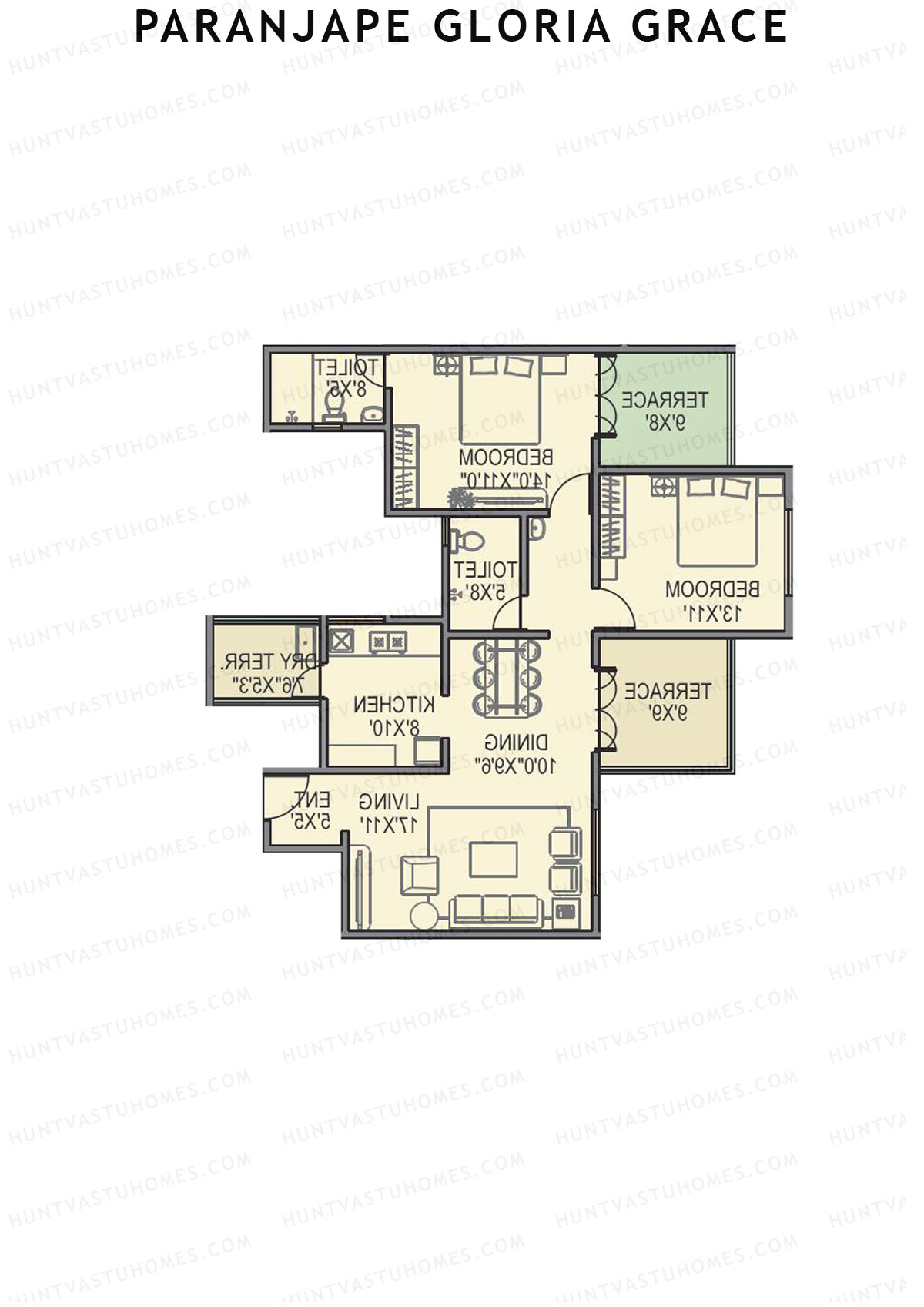 Paranjape Gloria Grace Wing E Unit 8 Floor Plan